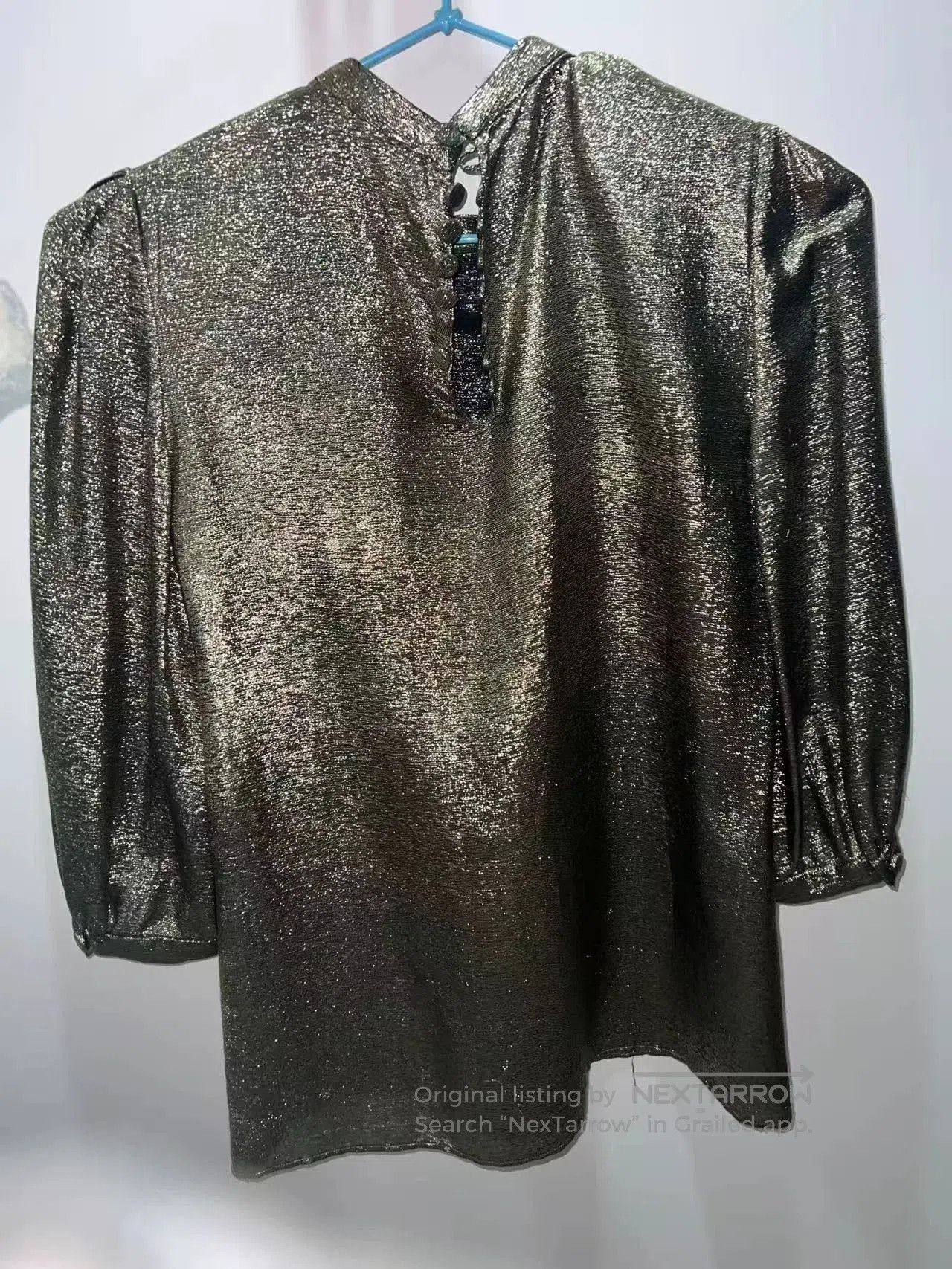 Saint Laurent Paris Saint Laurent Metallic Gold Pleated Blouse. Size M / US 6-8 / IT 42-44 - 3 Thumbnail
