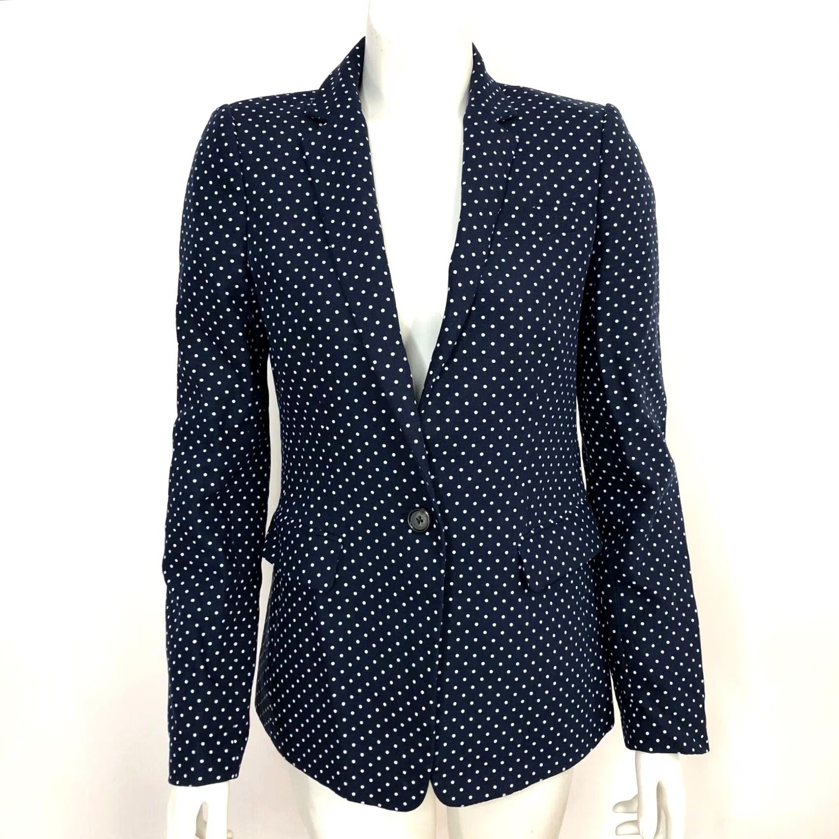 J.Crew J.Crew REGENT Blazer Jacket blue Polka Dot 100% Linen Button Business 4 Size S / US 4 / IT 40 - 2 Thumbnail