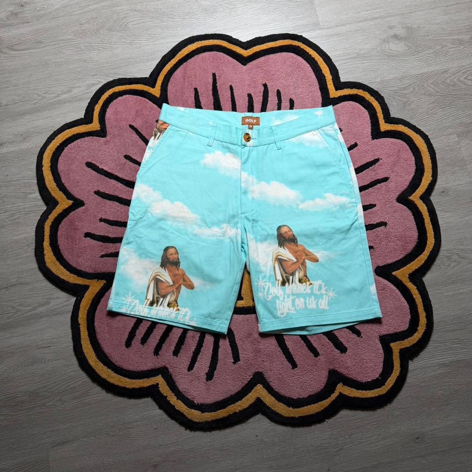 Golf Wang Golf Wang Black Jesus All Over Print Graphic Chino Shorts 34 Size US 34 / EU 50 - 1 Thumbnail