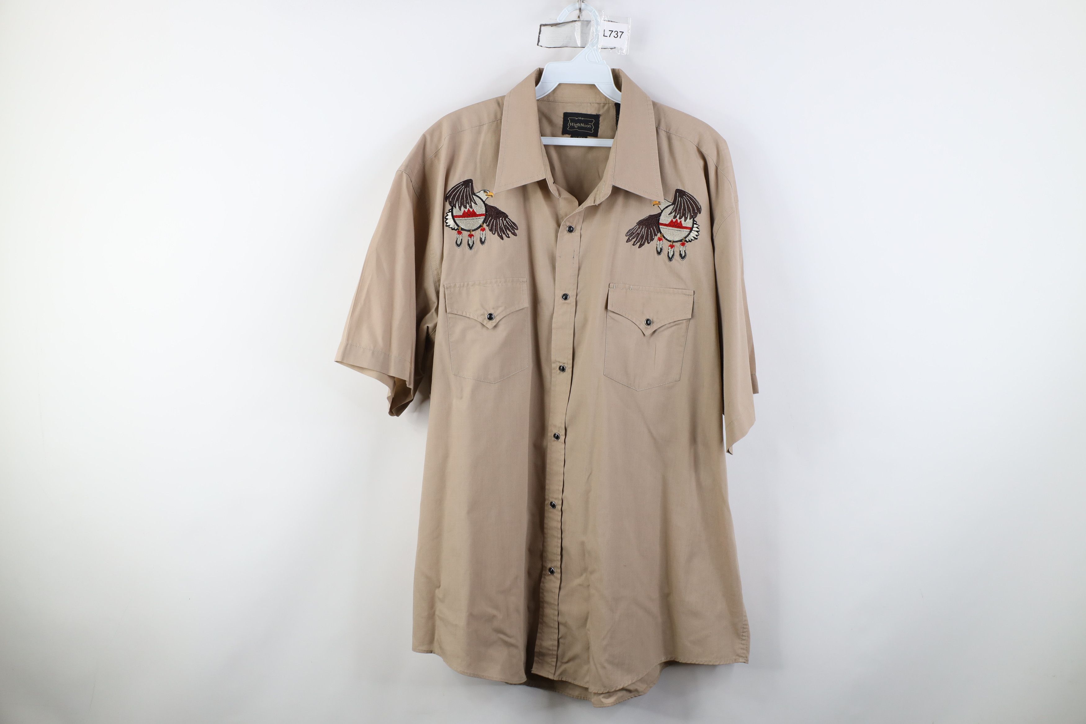 Vintage Vintage 90s Rockabilly Eagle Feather Snap Button Shirt Size US XL / EU 56 / 4 - 1 Thumbnail
