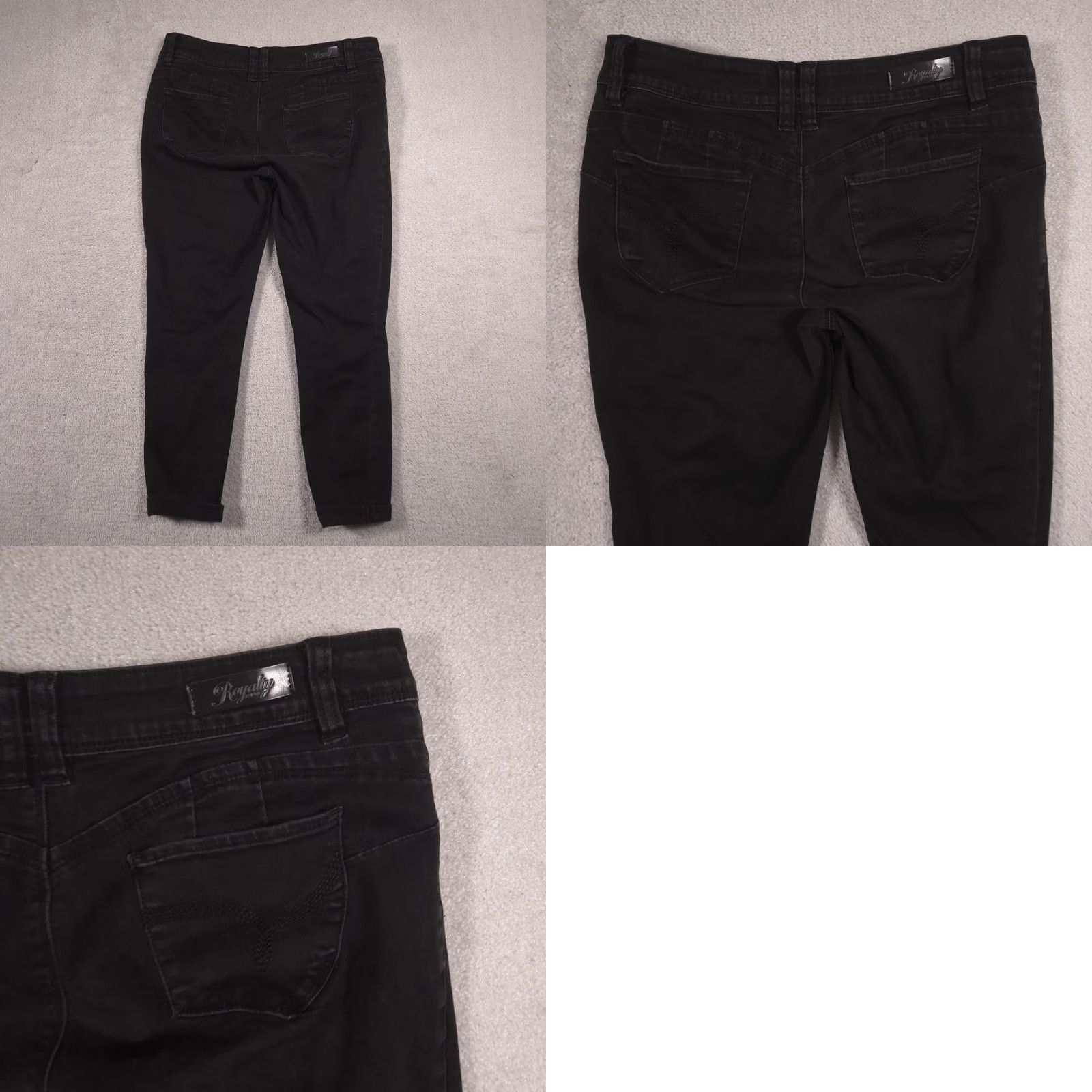 Vintage Royalty For Me WannaBettaButt Jeans Womens 12 Black Mid Rise Skinny Stretch Denim 5-Pocket Fall Womens Black Skinny Jeans Size 34" / US 12 / IT 48 - 9 Thumbnail