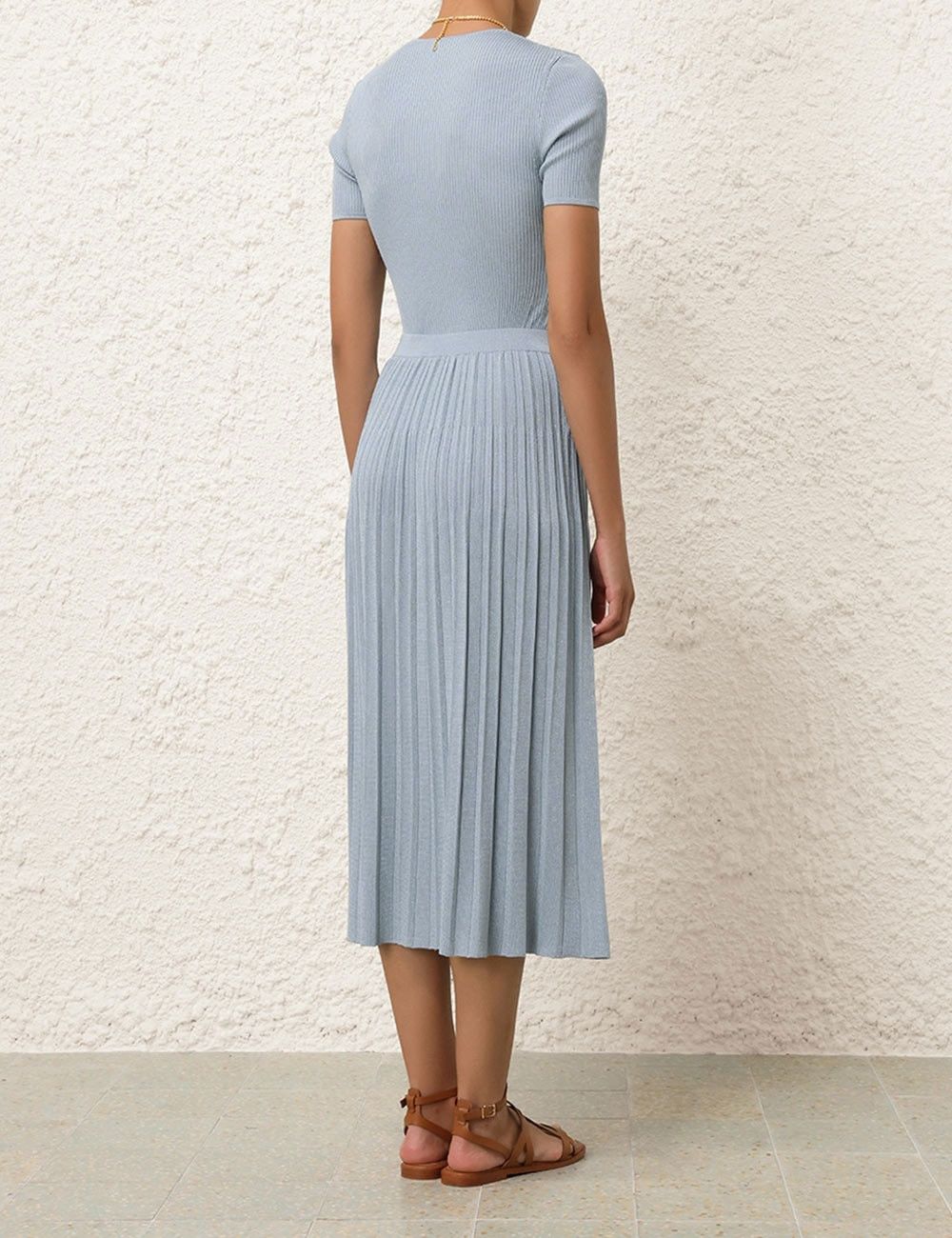 Zimmermann oc11z0525 Waverly Rib Midi Skirt in Blue Size 26" / US 2 / IT 38 - 4 Thumbnail