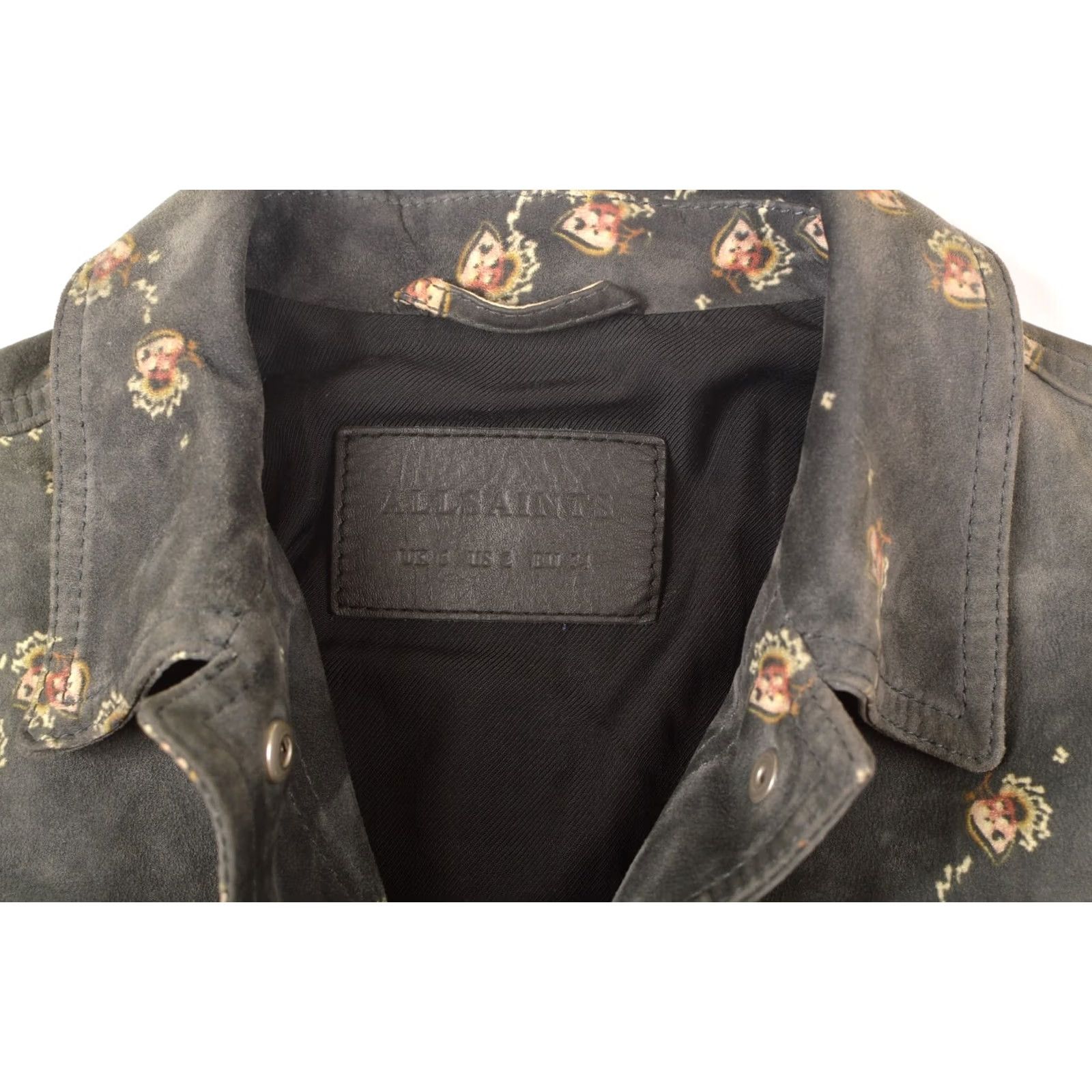 Allsaints VINTAGE AllSaints W's Fraise Lamb Leather Biker Jacket XS? 34 2 Gray Womens Size XS / US 0-2 / IT 36-38 - 2 Thumbnail