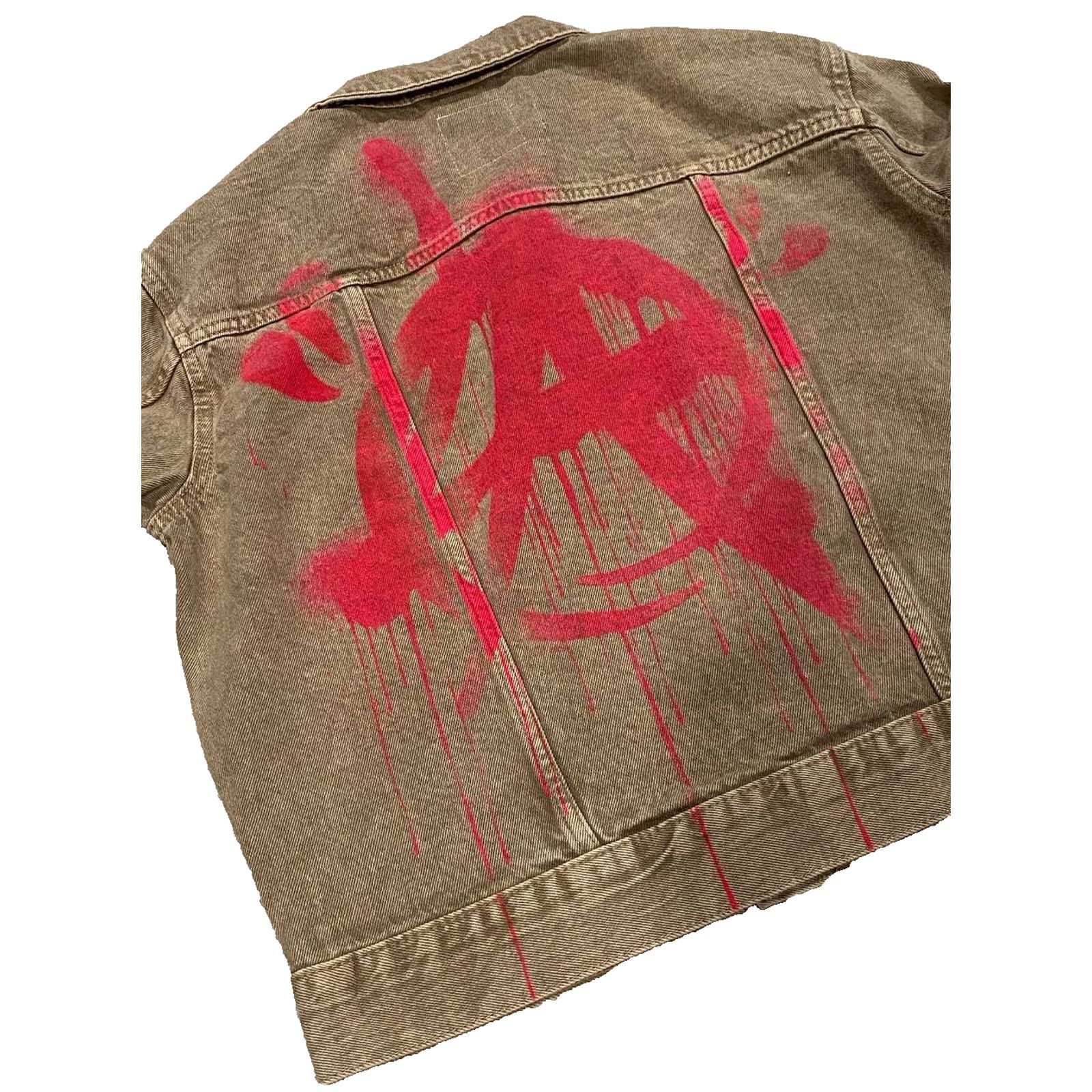 Other PUNK LA Anarchy Camel Distressed Jean Jacket Mosh Metal sz S Size US S / EU 44-46 / 1 - 6 Thumbnail