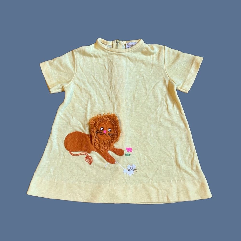 Sears VINTAGE Sears Honeysuckle Lion Mouse Dress Girl’s 3T Yellow 70s Size ONE SIZE - 1 Thumbnail
