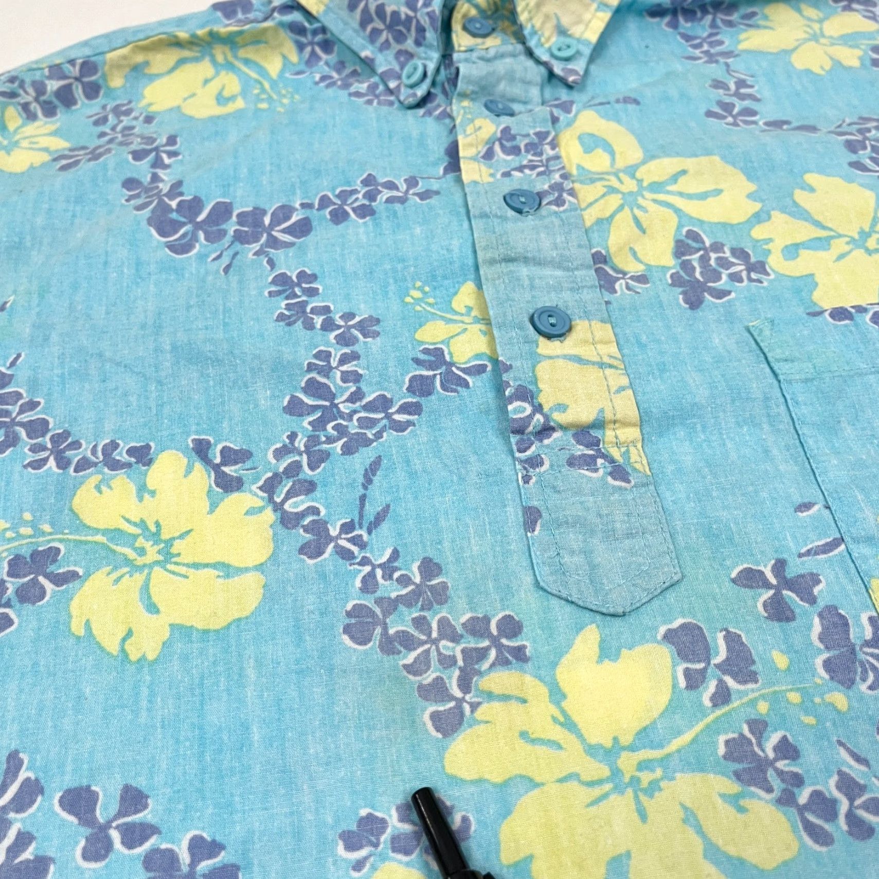 Vintage VTG Hobie Shirt Adult Mens XL Blue Floral Hawaiian Tropical Vacation 90s Button-Up Short Sleeve Cotton Size US XL / EU 56 / 4 - 6 Thumbnail