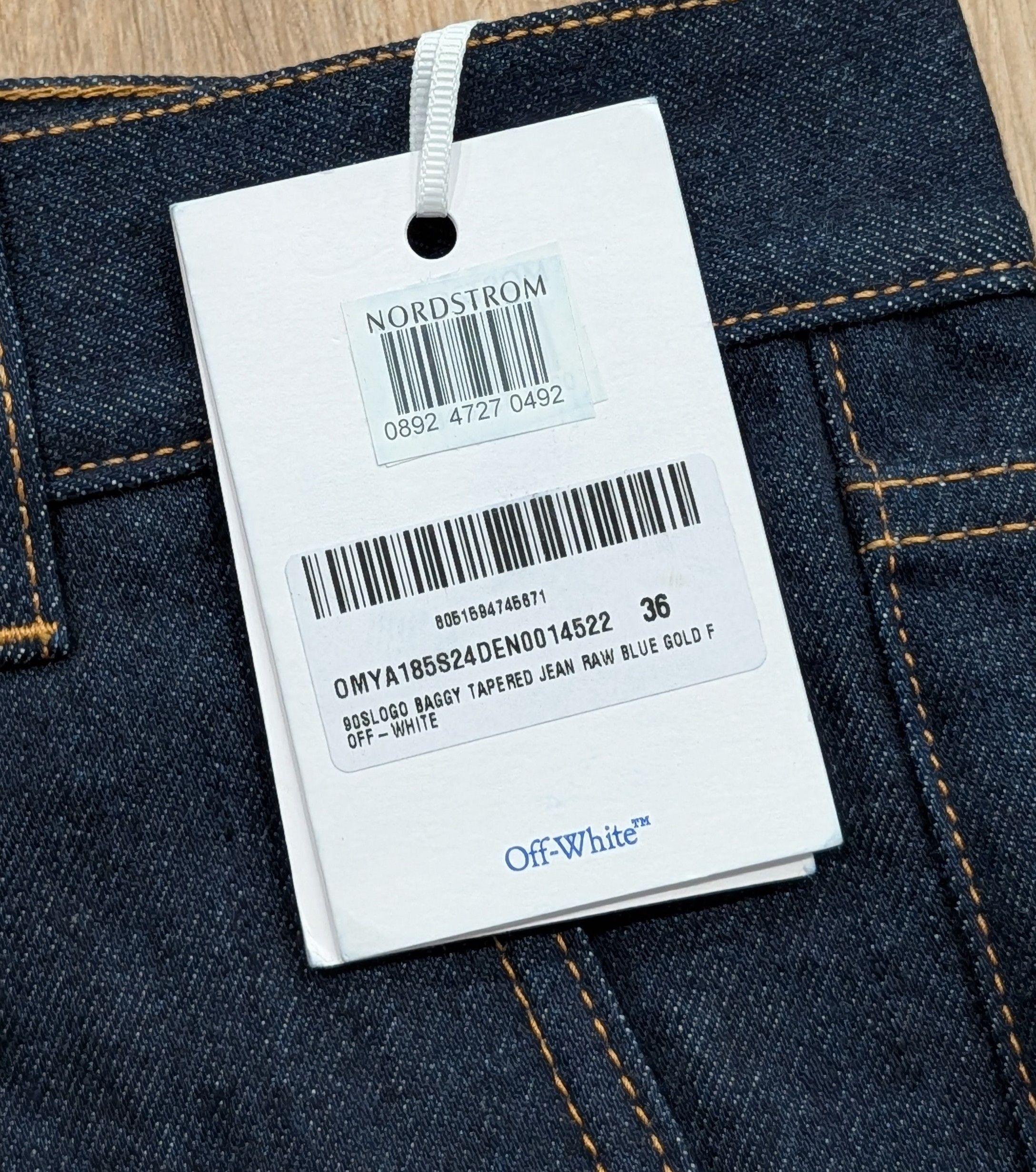 Off-White OFF-WHITE 90s Logo Baggy Jeans Raw Blue/Gold 36 Size US 36 / EU 52 - 17 Thumbnail