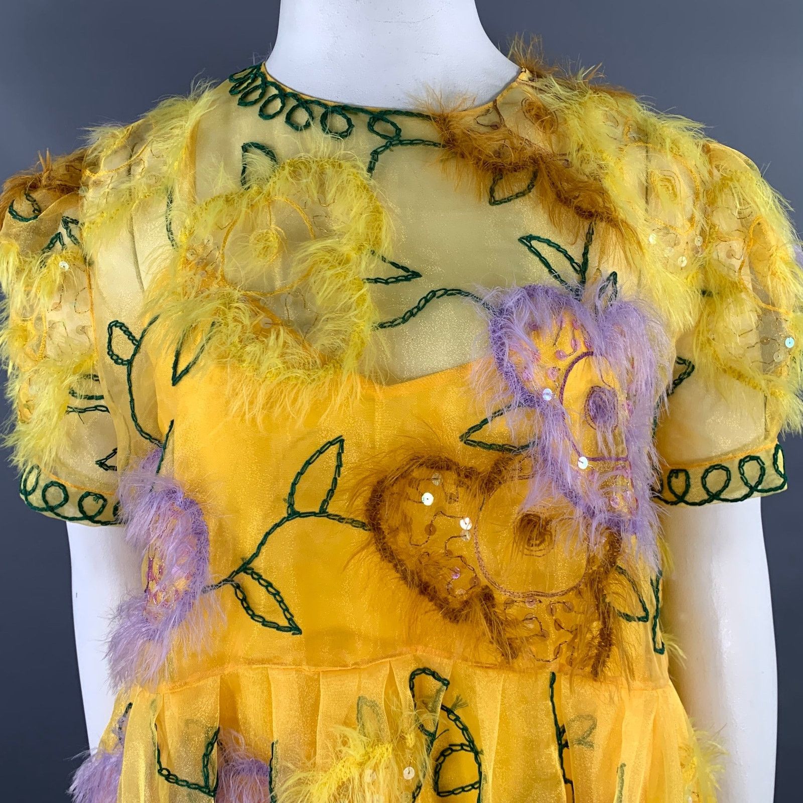 ASHISH ASHISH Size L Organza Ostrich Cocktail Dress Size L / US 10 / IT 46 - 2 Thumbnail