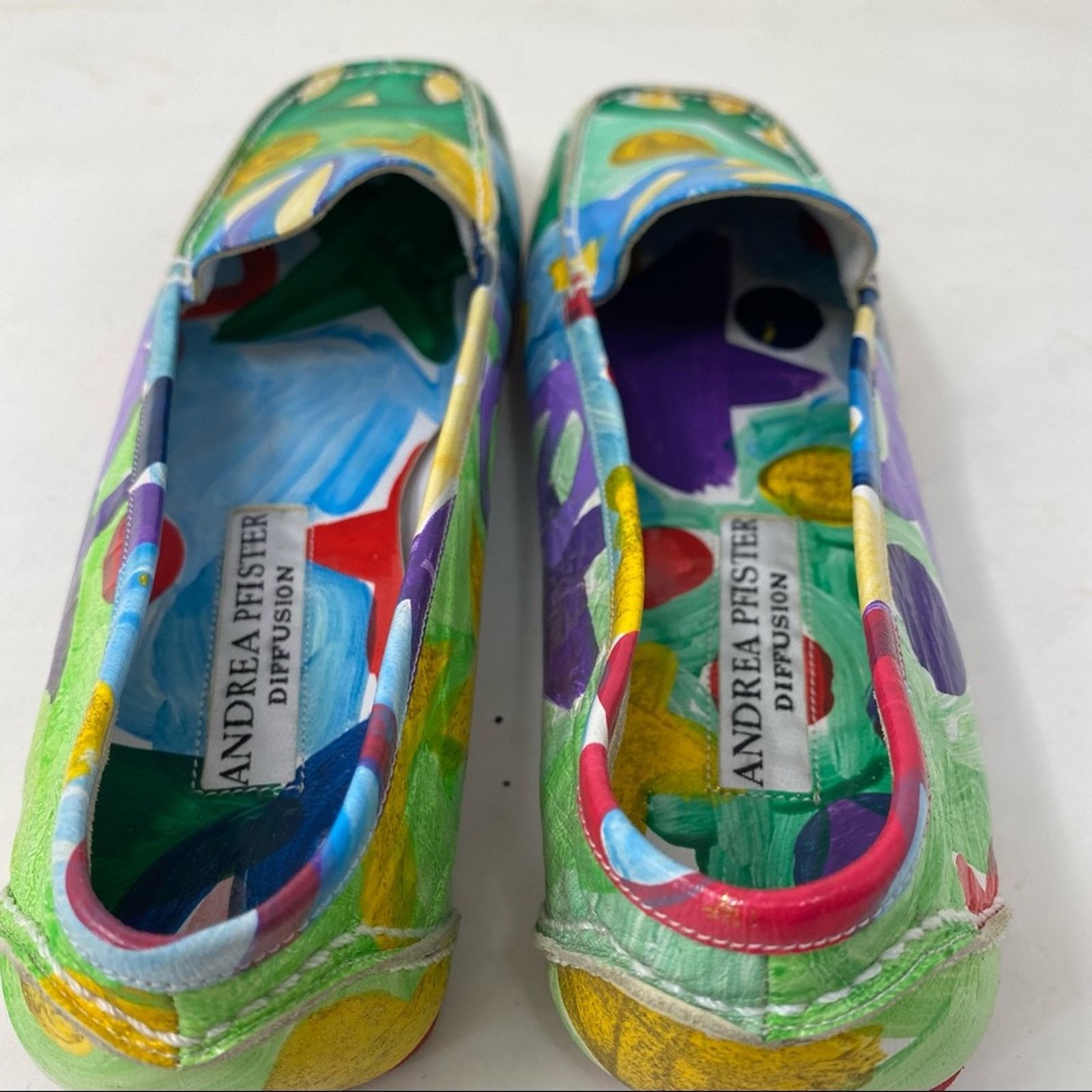 Other New Andrea Pfister multicolor painted square toe loafers 38 Size US 8 / IT 38 - 10 Thumbnail