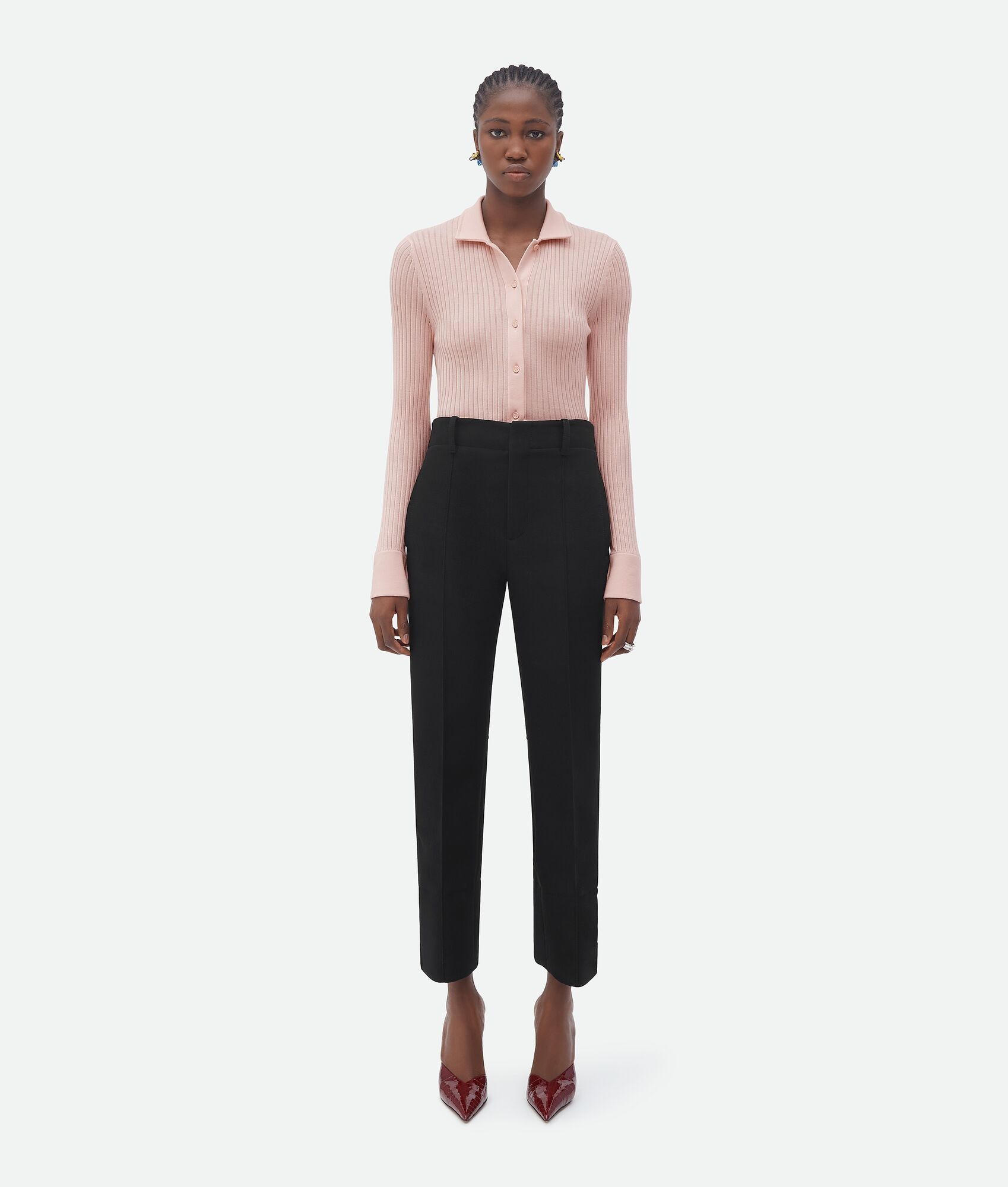 o1bcso1str0225 Slim Leg Melange Wool Pant in Black