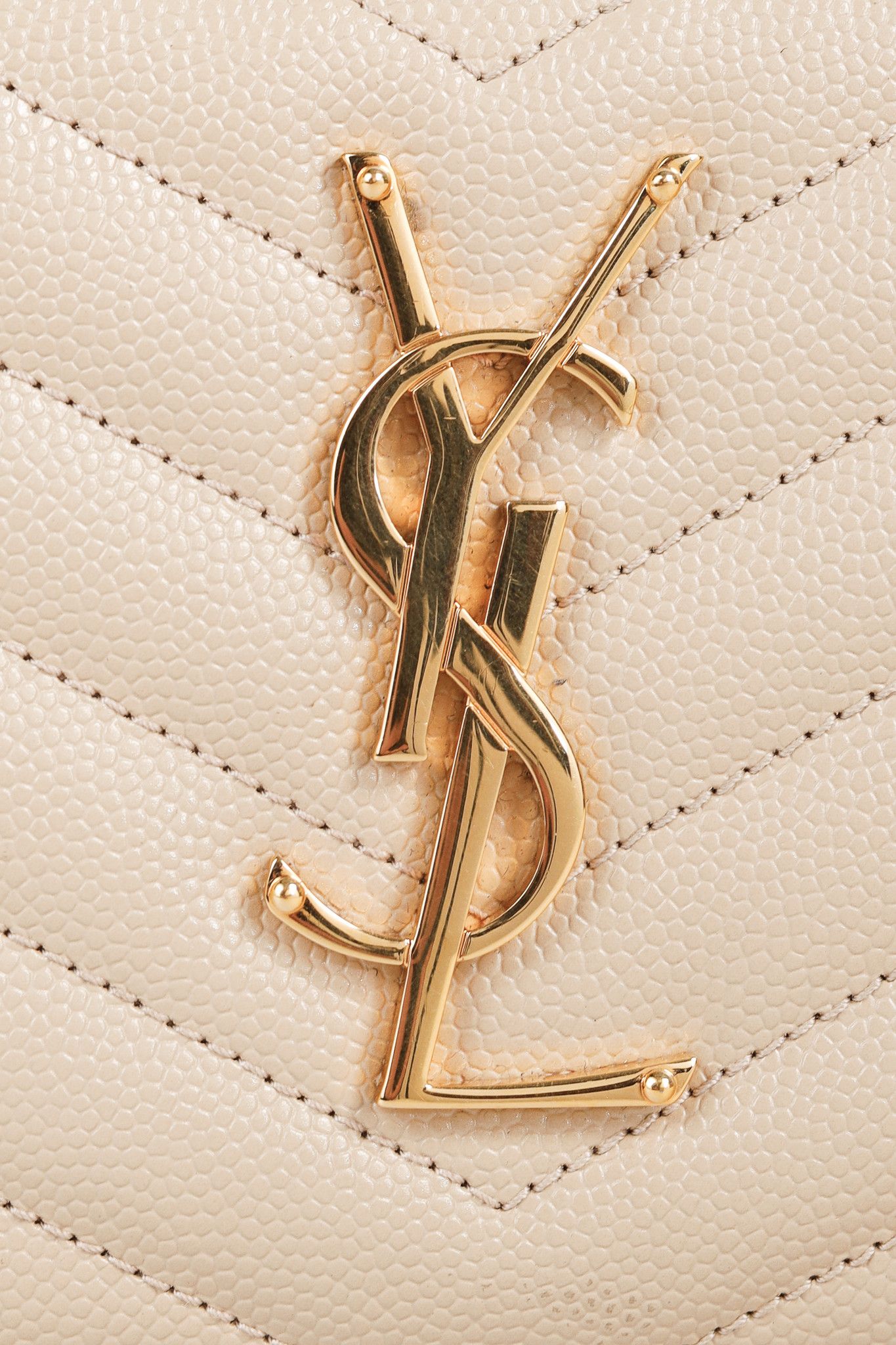 Saint Laurent Paris Saint Laurent Grain de Poudre Mattelasse Chevron YSL Wallet Size ONE SIZE - 6 Thumbnail