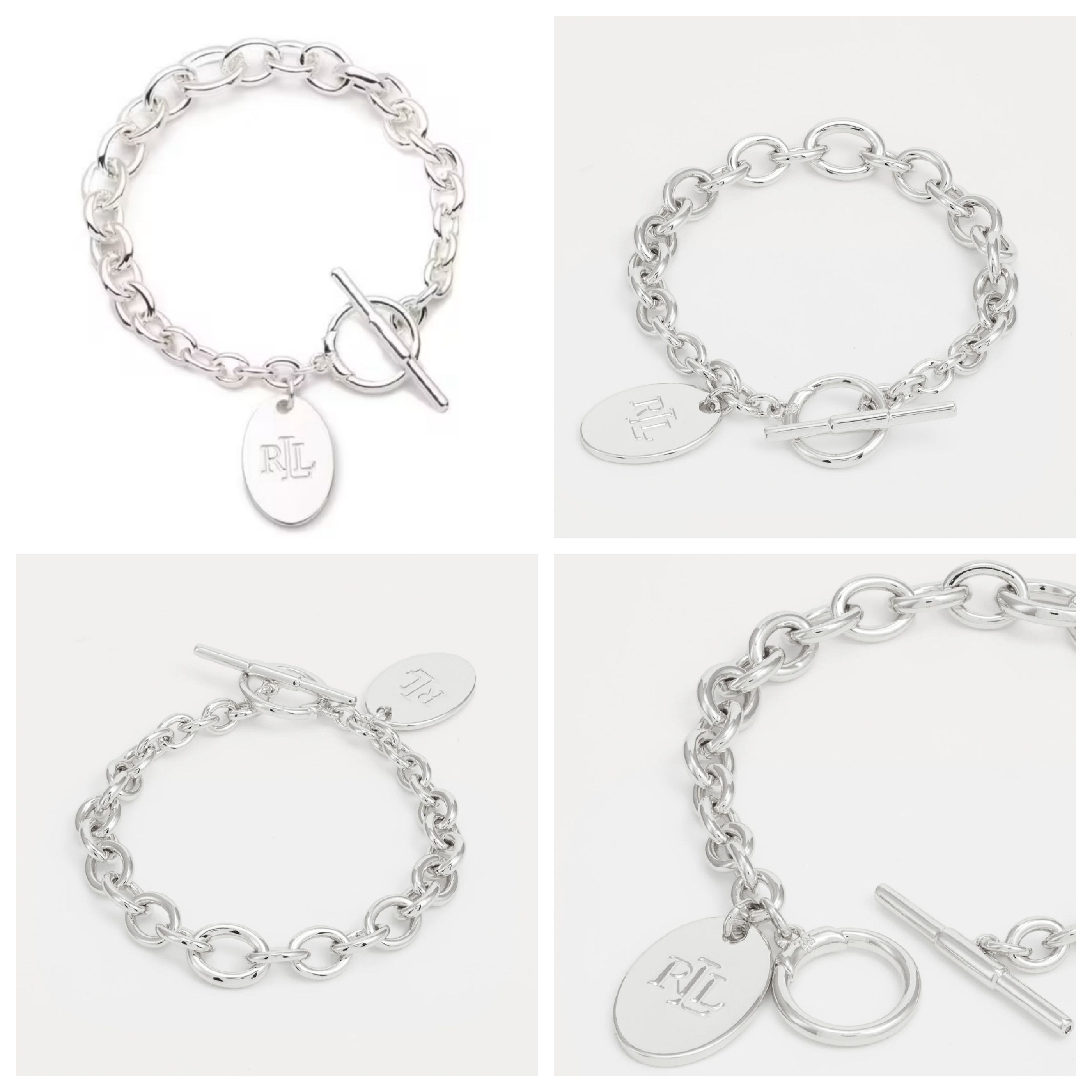 Ralph Lauren Ralph Lauren Evelyn Flex Silver Logo Charm Bracelet Size ONE SIZE - 8 Thumbnail