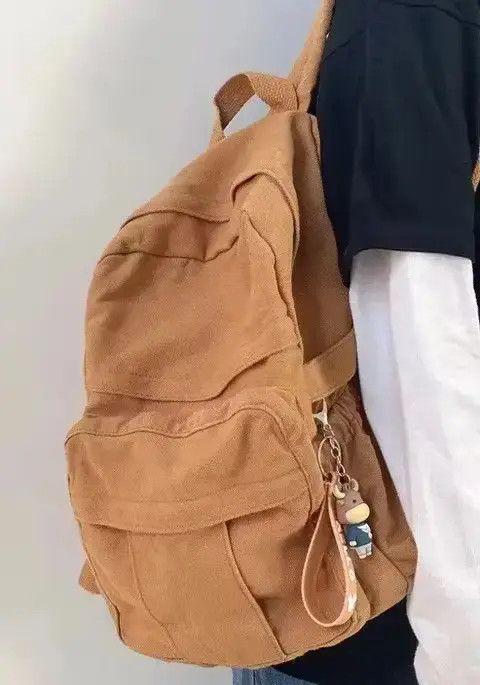 Japanese Brand Retro y2k canvas backpack aesthetic Size ONE SIZE - 3 Thumbnail