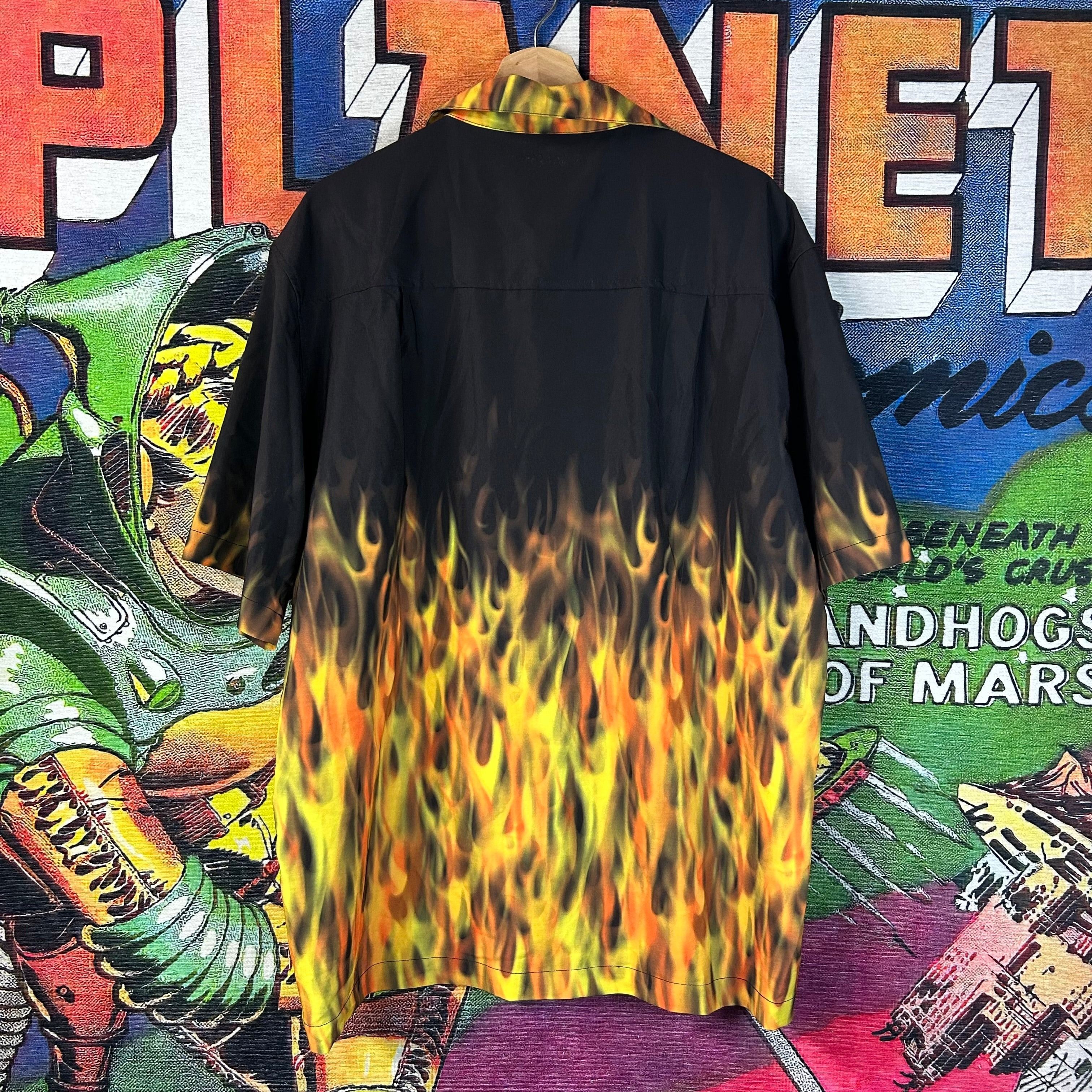 Other Y2K Rayon Flames Button Up Shirt Size Large Size US L / EU 52-54 / 3 - 2 Thumbnail