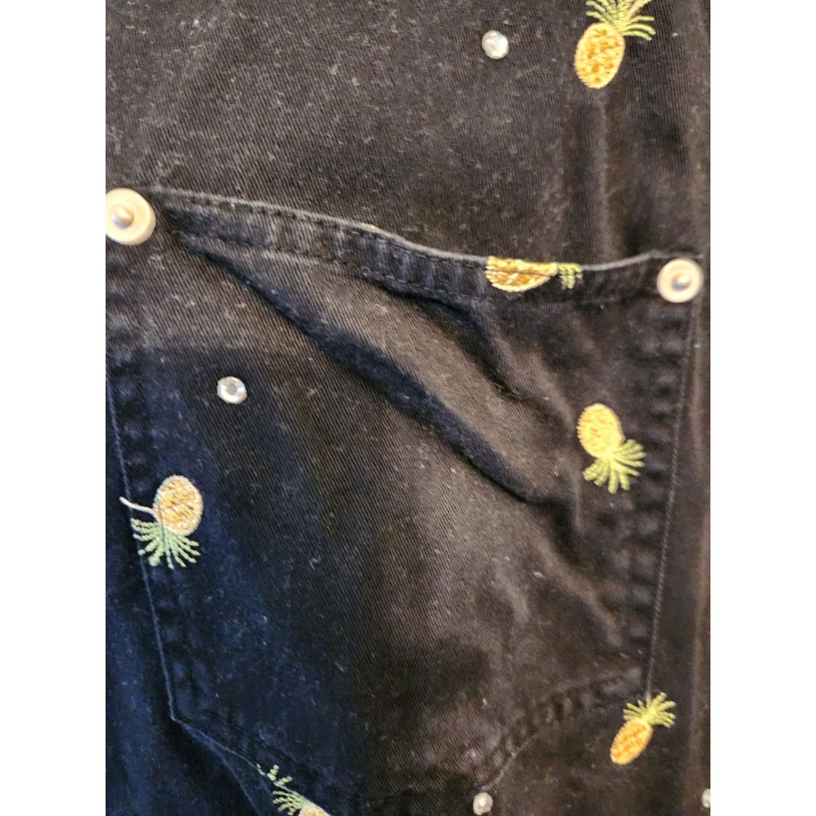 Quacker Factory Quacker Factory Women's Black Embroidered Pineapple Jacket Short Sleeve Zip 2X Size 40" / US 18 - 4 Thumbnail