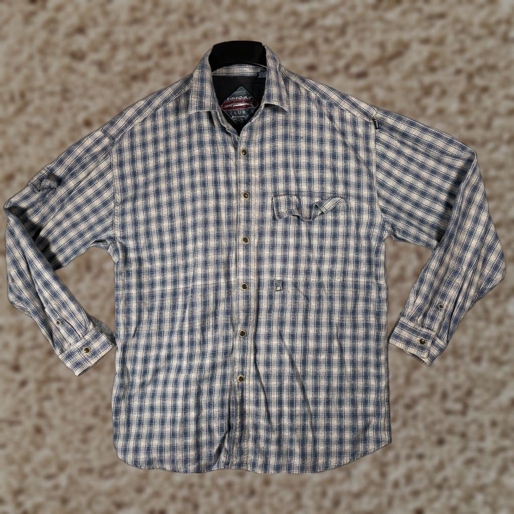 Barracuda Fryday Club Shirt Men’s Button-Up Blue 100% Cotton L/S Plaid Angler Fishing Button-Down with Pockets Size US L / EU 52-54 / 3 - 1 Thumbnail