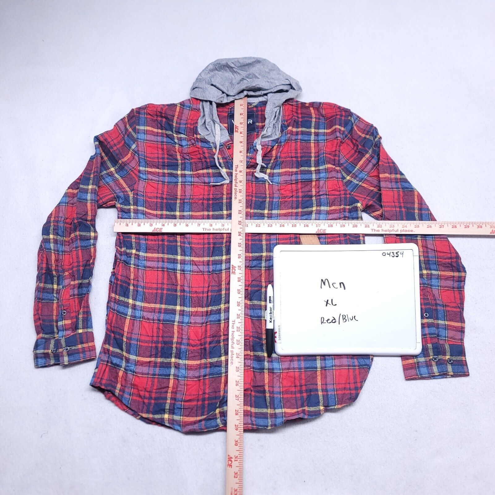VSTR VSTR Casual Button Up Hoodie Mens Size XL Blue Red Plaid Size US XL / EU 56 / 4 - 6 Thumbnail