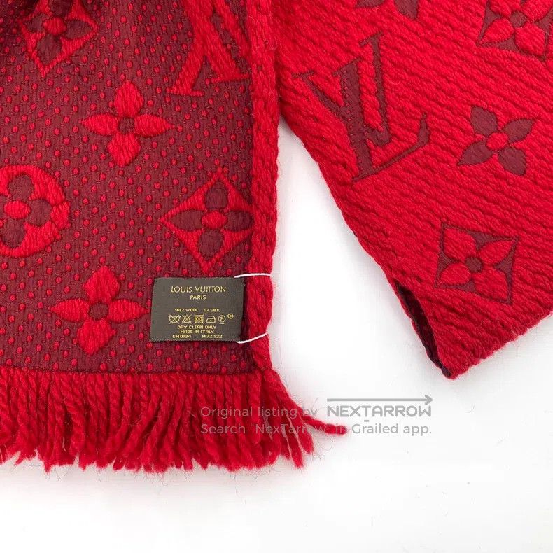 Other Louis Vuitton Red logo jacquard full print wool fringe sca Size ONE SIZE - 6 Thumbnail