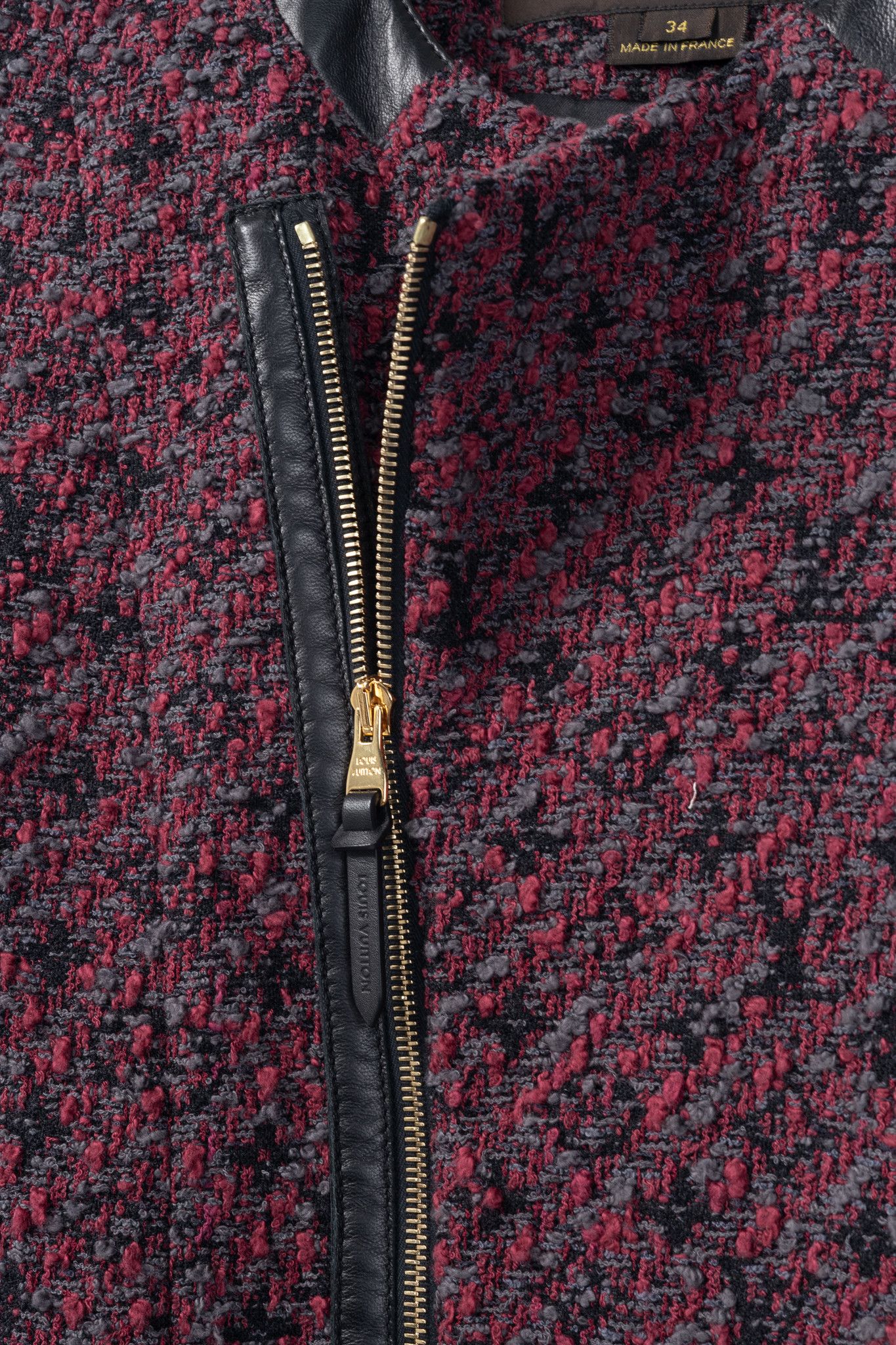 Louis Vuitton Louis Vuitton Cotton Monogram-Tweed Leather-Trim Zip Jacket Size XS / US 0-2 / IT 36-38 - 8 Thumbnail
