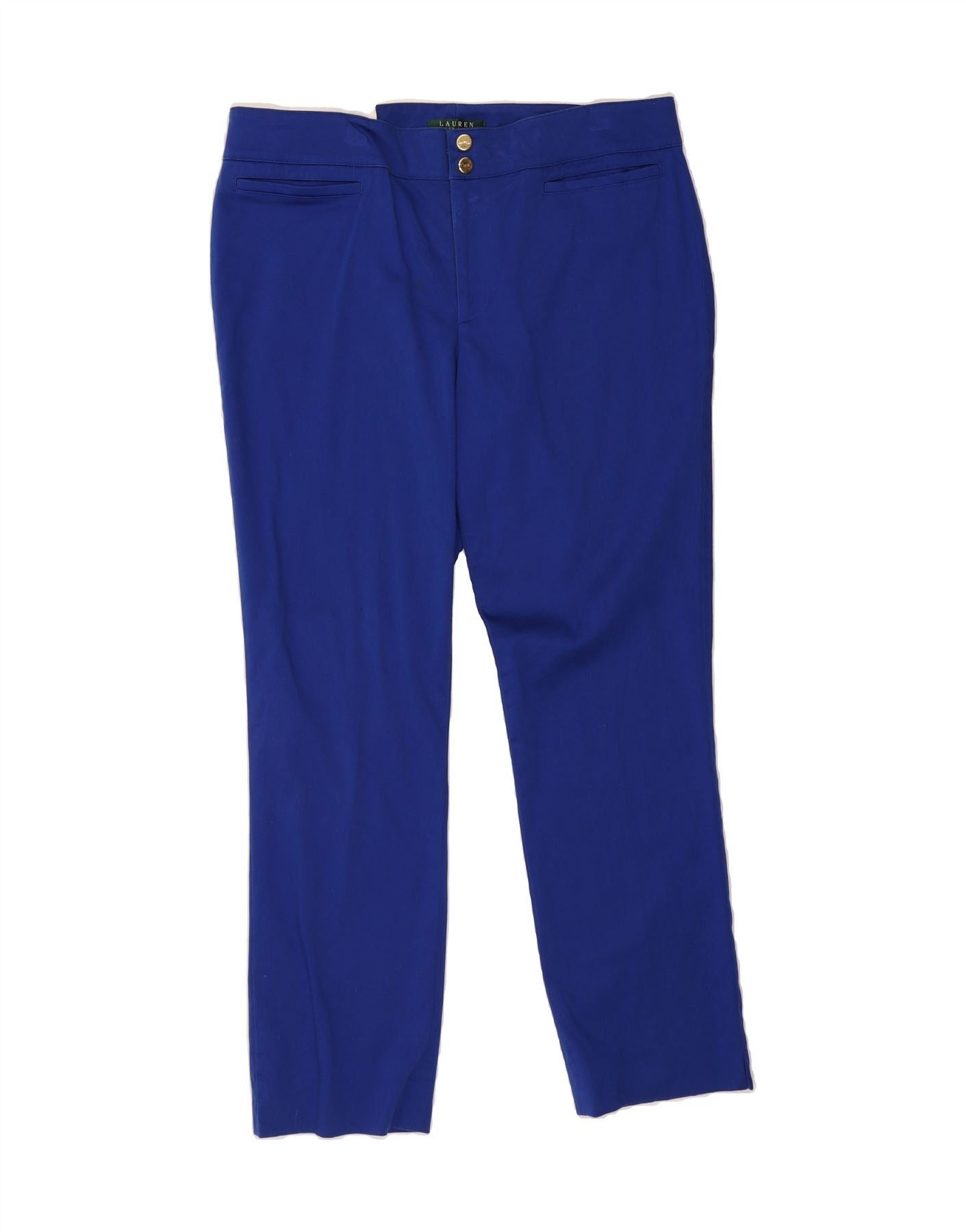 Ralph Lauren Womens Slim Casual Trousers US 12 Large W34 L28 Blue Cotton Size 30" / US 8 / IT 44 - 1 Thumbnail