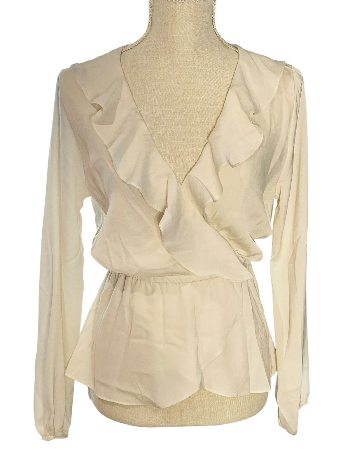 Other Max Studio NWT Ivory Shear Ruffle Wrap Blouse US Size Small Size S / US 4 / IT 40 - 1 Thumbnail
