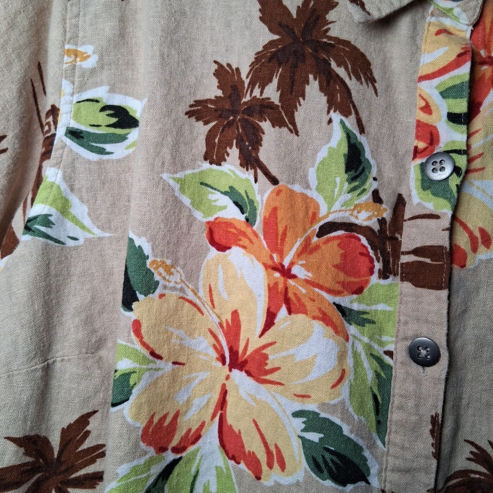 Vintage VINTAGE? White Stag Womens Plus Size Shirt 22 24 Brown Linen Blend Hawaiin Beach Hibiscus Size 3XL / US 20-22 - 3 Thumbnail