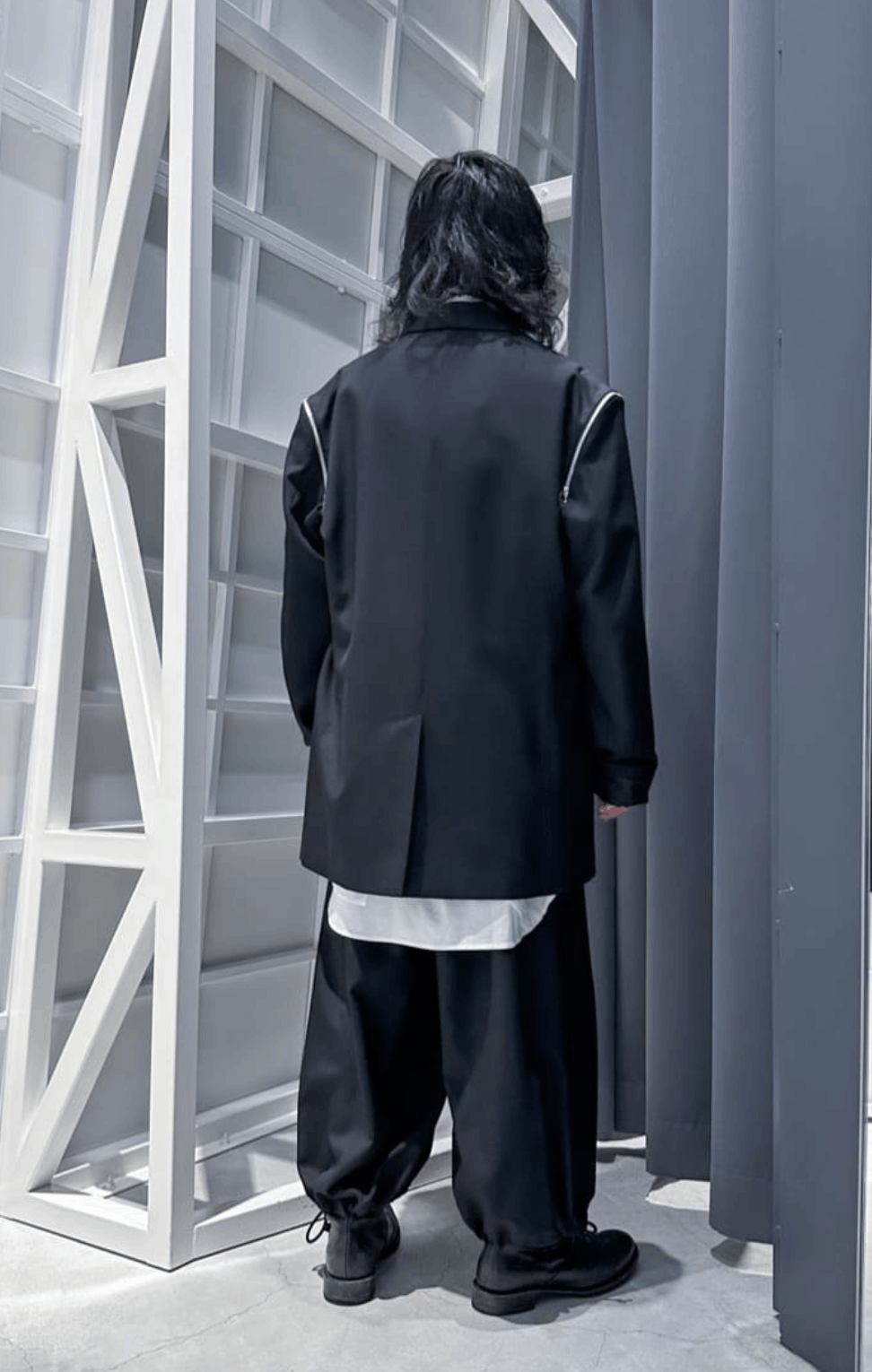 Yohji Yamamoto Yohji Yamamoto Ground Y - W/Gabardine Shoulder Zipper Jacket Size US L / EU 52-54 / 3 - 6 Thumbnail