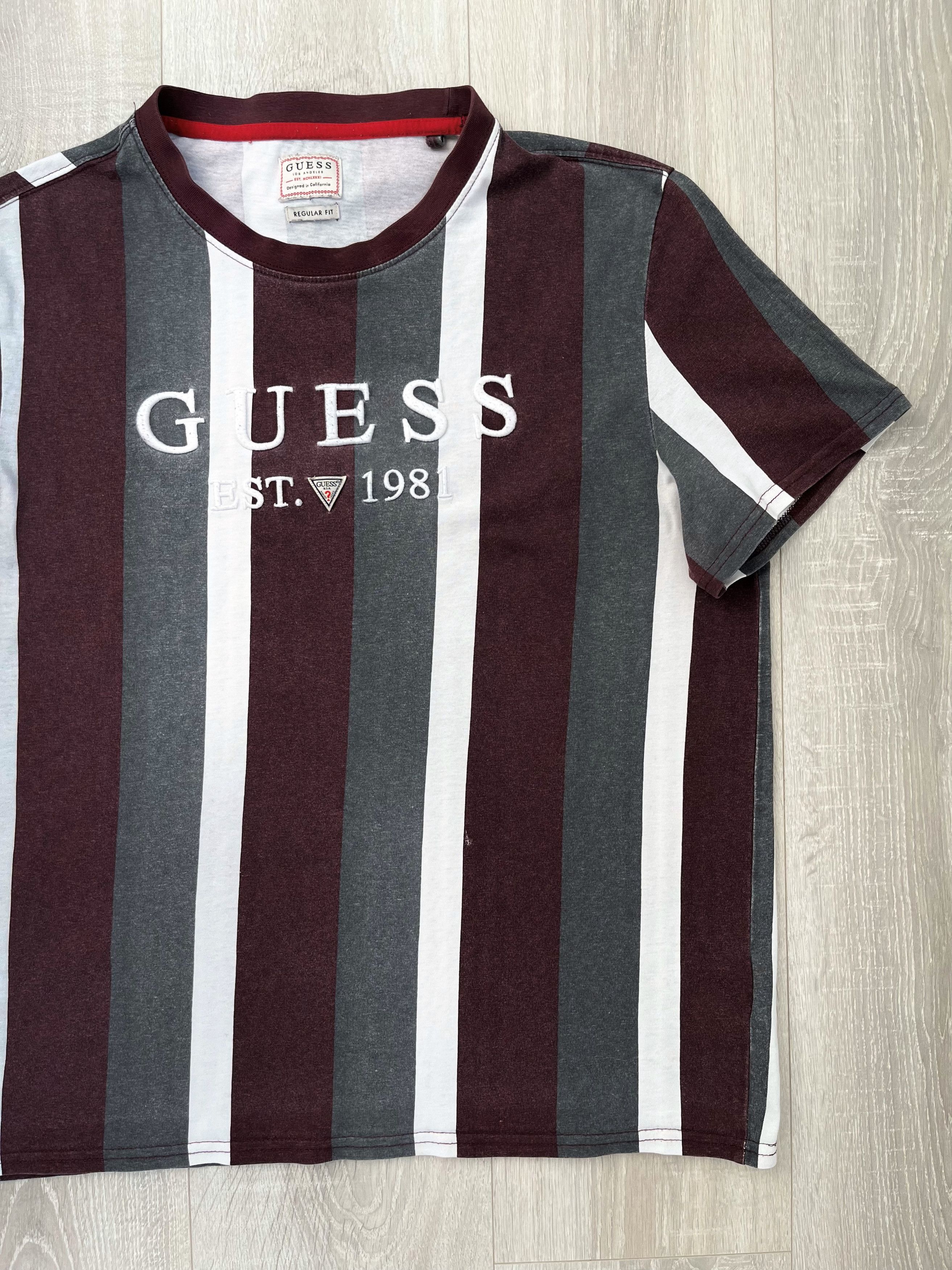 Guess Guess Striped T Shirt Embroidered Logo Size M Size US M / EU 48-50 / 2 - 2 Thumbnail