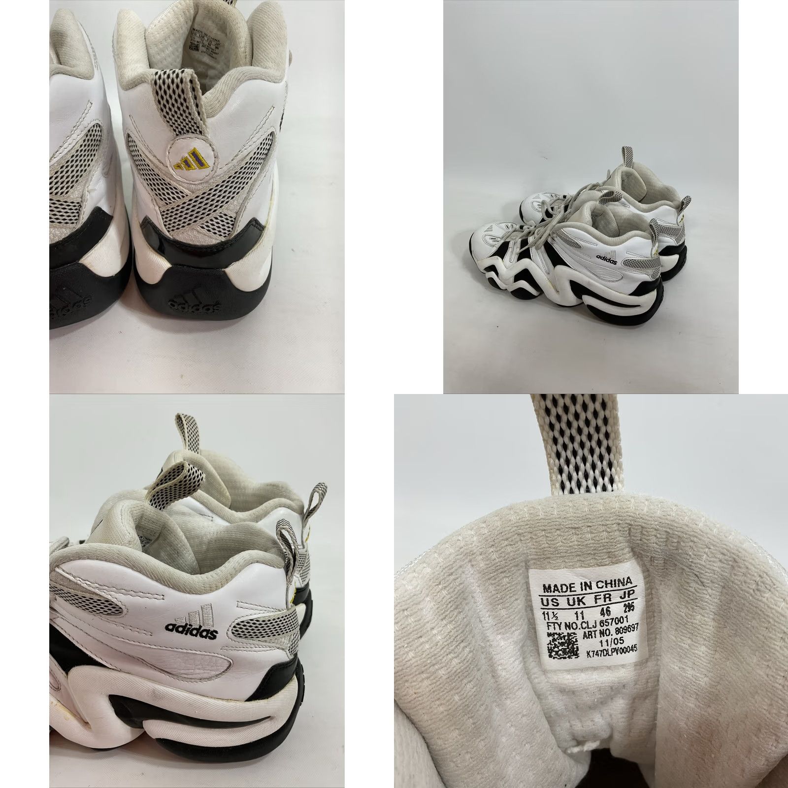 Adidas VINTAGE adidas Crazy 8 Kobe Bryant White Black 11.5 Mens Sneaker Mid Top Leather Cushioned Comfort 2005 Rare OG Stars Sports 809697 KB8 US Size 11.5 Size US 12 / EU 45 - 8 Thumbnail