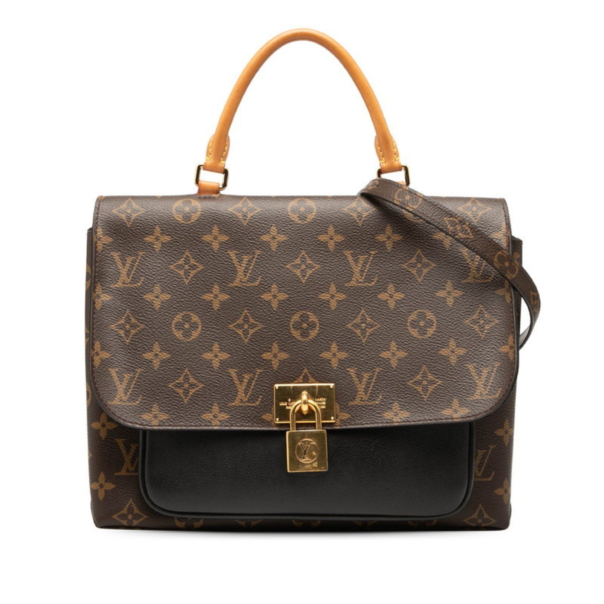 Louis Vuitton Monogram Marignan Handbag/Shoulder Bag 2WAY M44259 Brown/Black Leather Women's LOUIS VUITTON