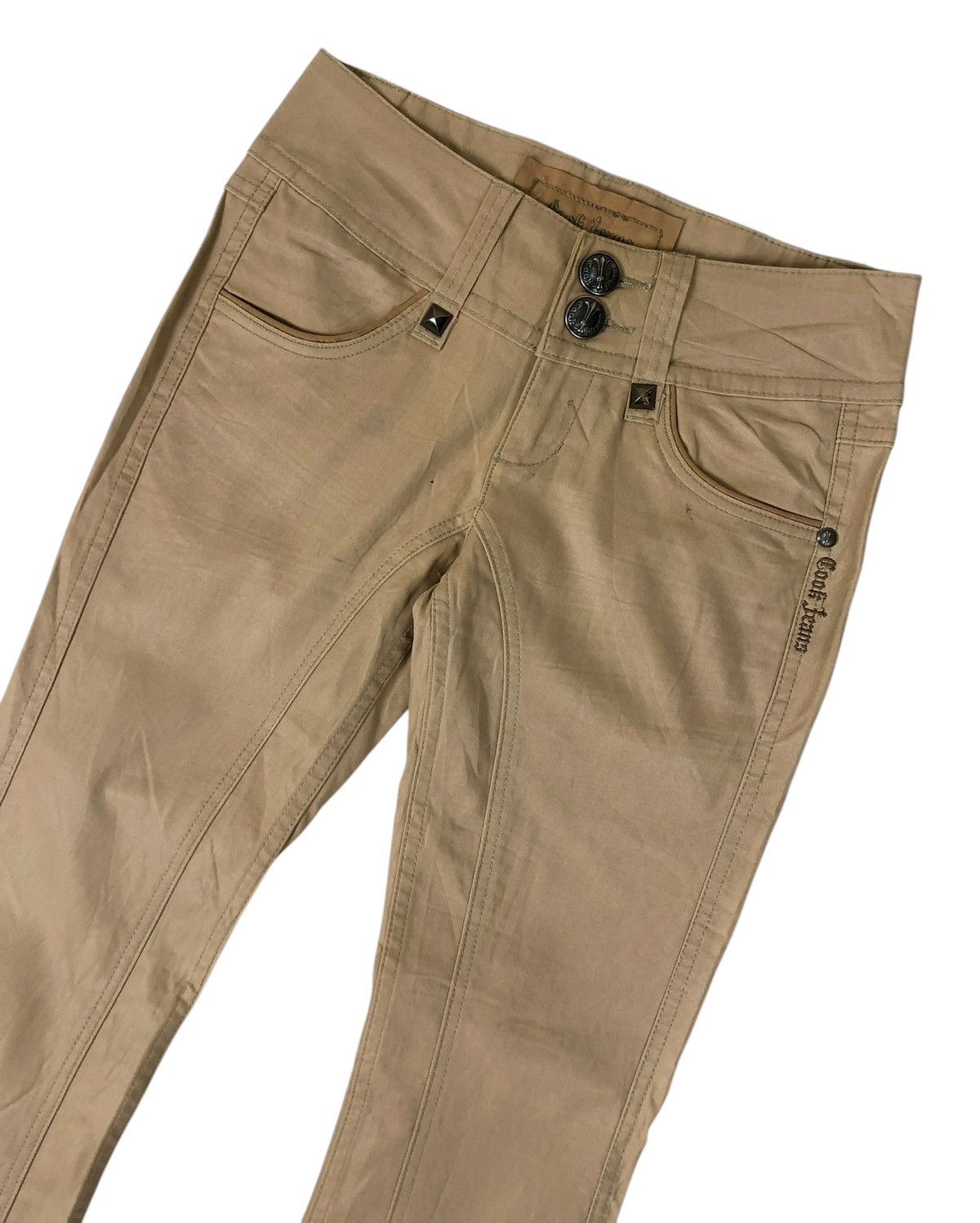 Japanese Brand Super Flare Cook Jeans Low Rise Waxed Cotton Casual Pants Size US 30 / EU 46 - 5 Thumbnail