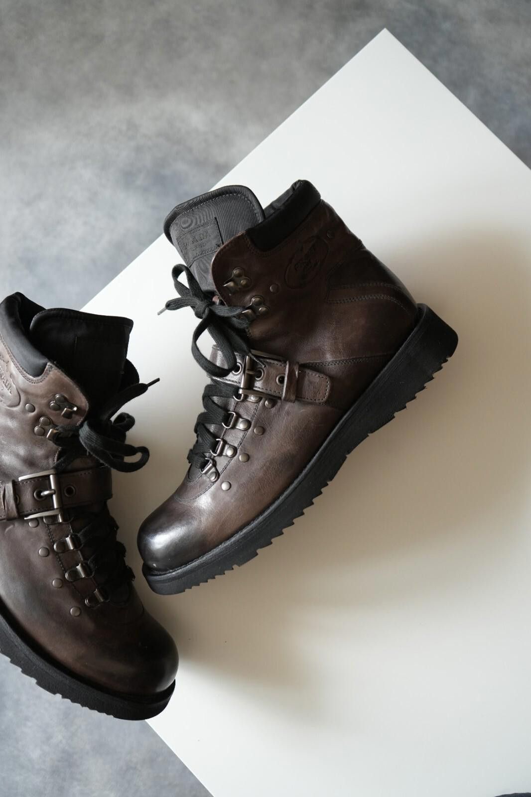 Prada NEW FW2011 Prada Hiking Buckle Trimmed Men Boots US9.5 Size US 9.5 / EU 42-43 - 2 Thumbnail