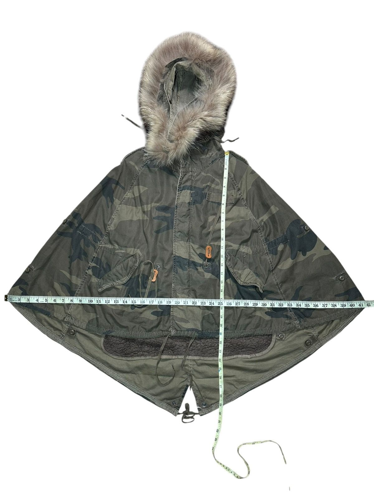 GOA G.O.A Camouflage Fur Hood Poncho Size ONE SIZE - 20 Thumbnail