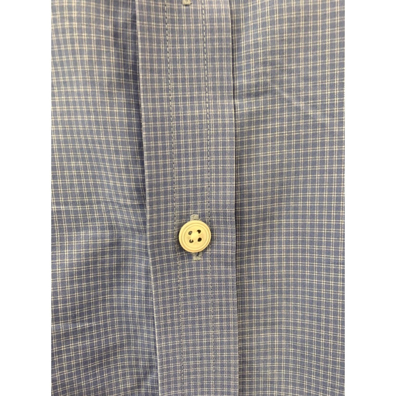 Turnbull & Asser VINTAGE Turnbull & Asser London Dress Shirt Blue Micro Check 17.5 / 44 Classic Fit Mens Adults Size 48R - 6 Thumbnail