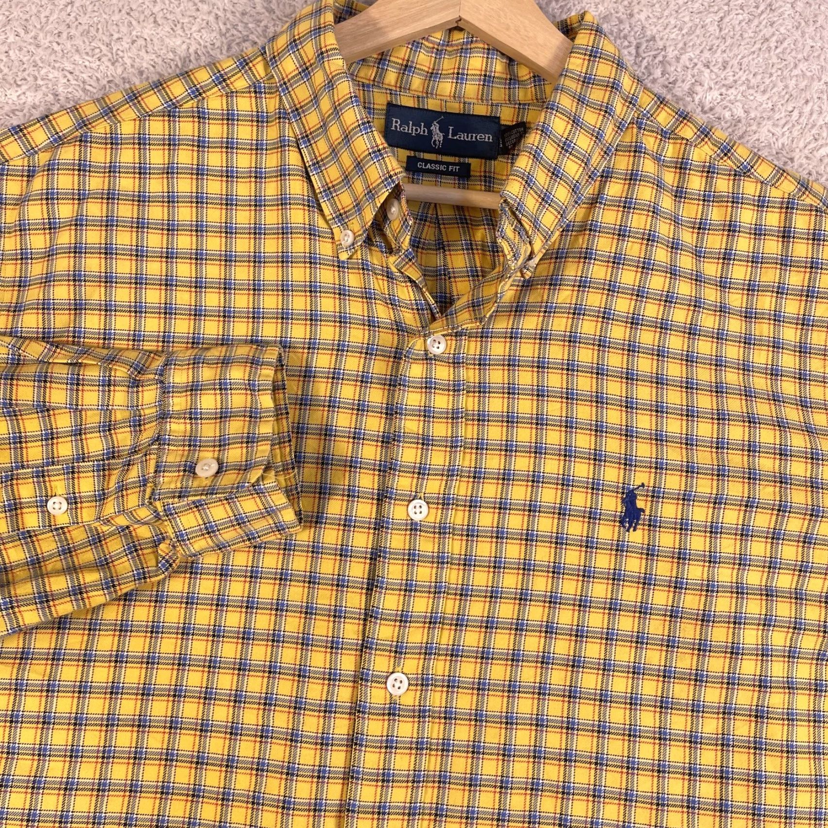 Polo Ralph Lauren Polo Ralph Lauren Shirt XL Mens Plaid Yellow Classic Fit Button-Up Pony 90s Y2K Shirt Men Button-Down Collar Size US XL / EU 56 / 4 - 2 Thumbnail