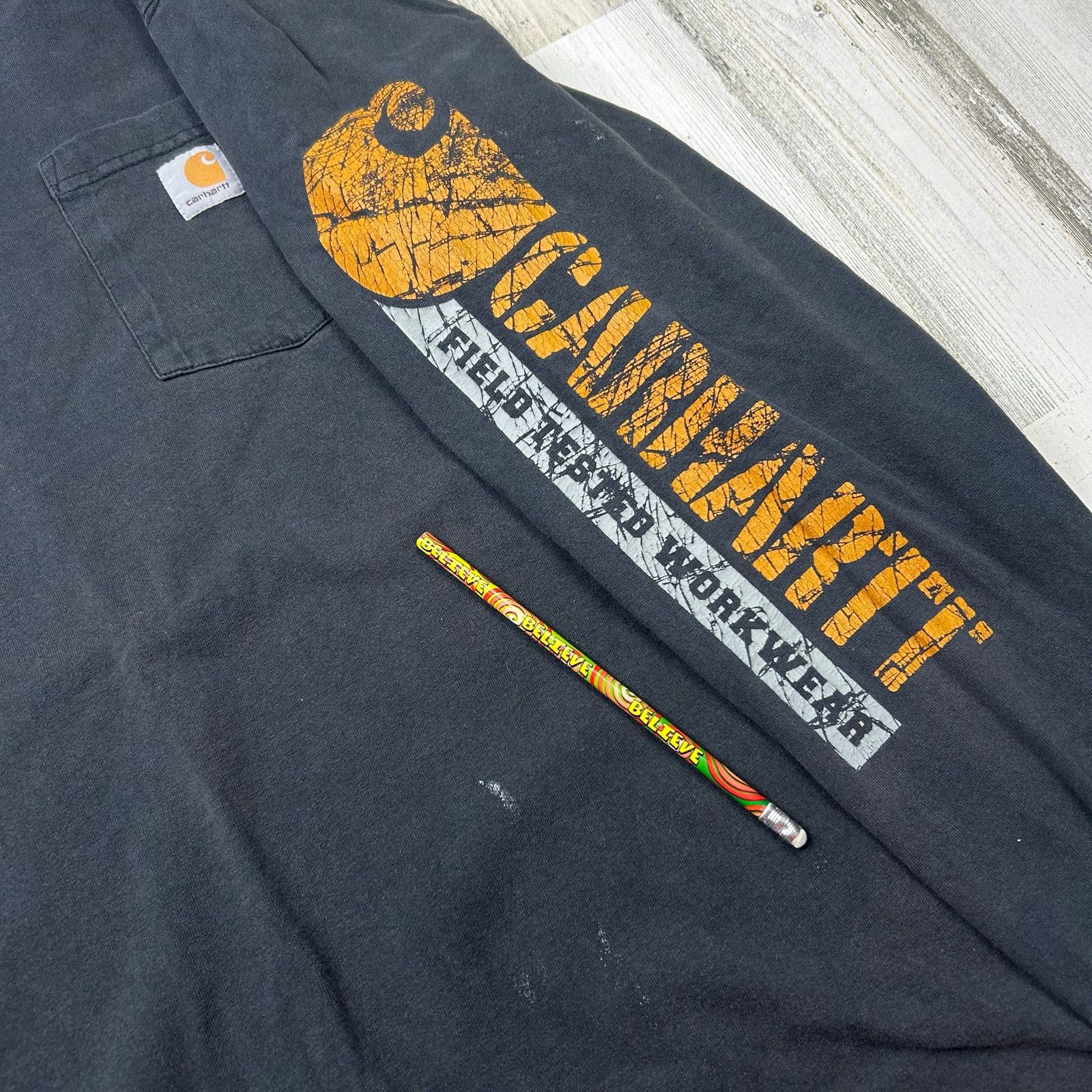 Carhartt Carhartt Long Sleeve Pocket Original Fit Black Tee Size US XL / EU 56 / 4 - 3 Thumbnail