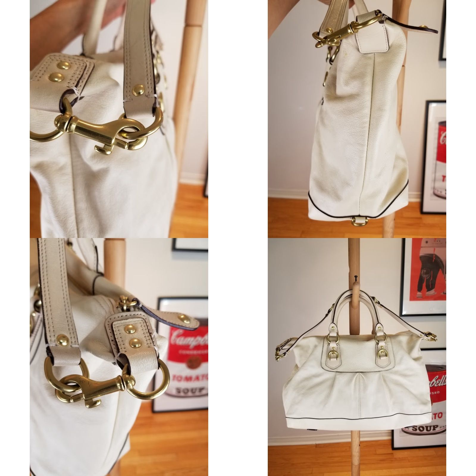 Coach VINTAGE COACH BEIGE LEATHER SHOULDER HAND BAG SZ 18'X10'X7' F15447 Size ONE SIZE - 8 Thumbnail