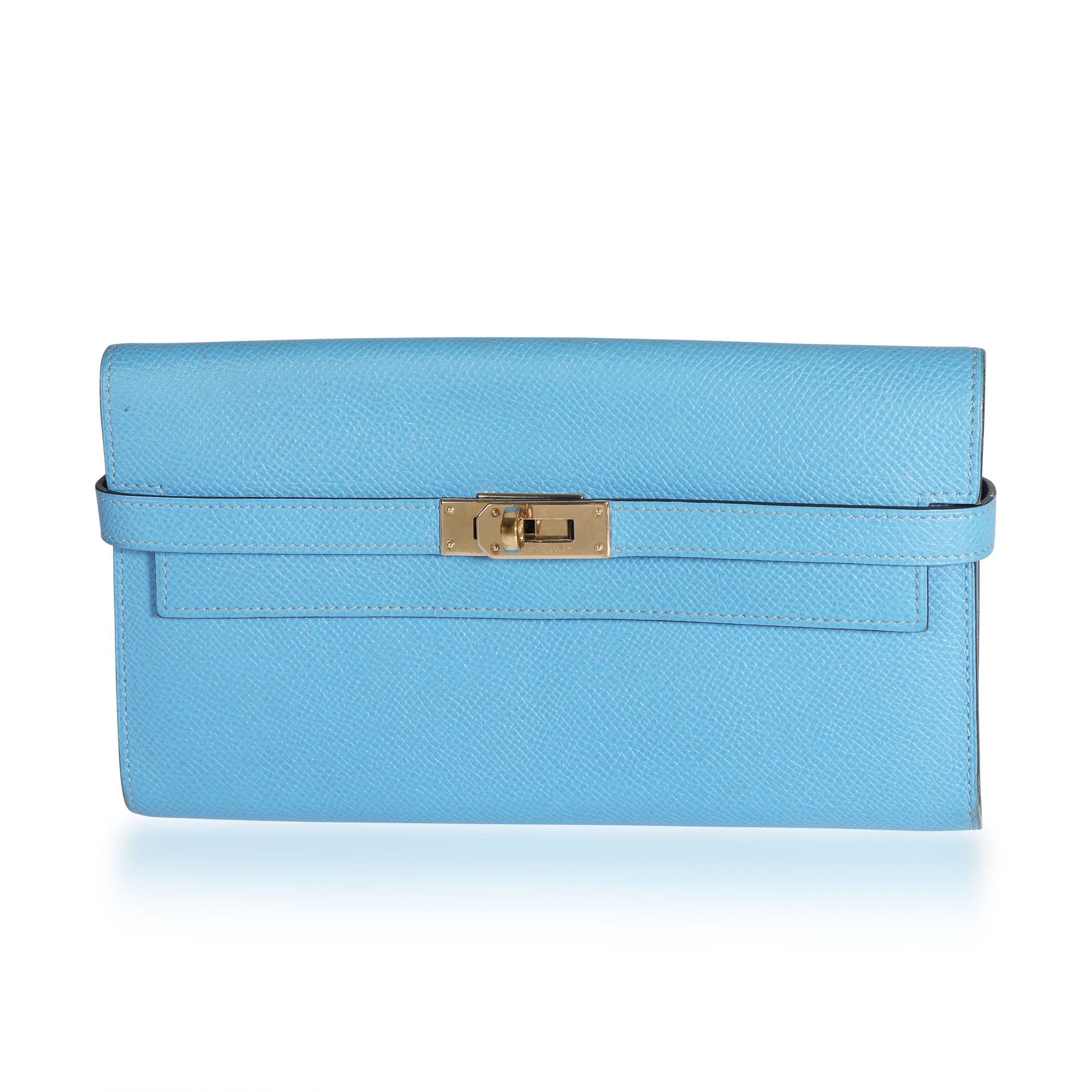 image of Hermes Blue Paradise Epsom Leather Kelly Wallet Ghw, Women's