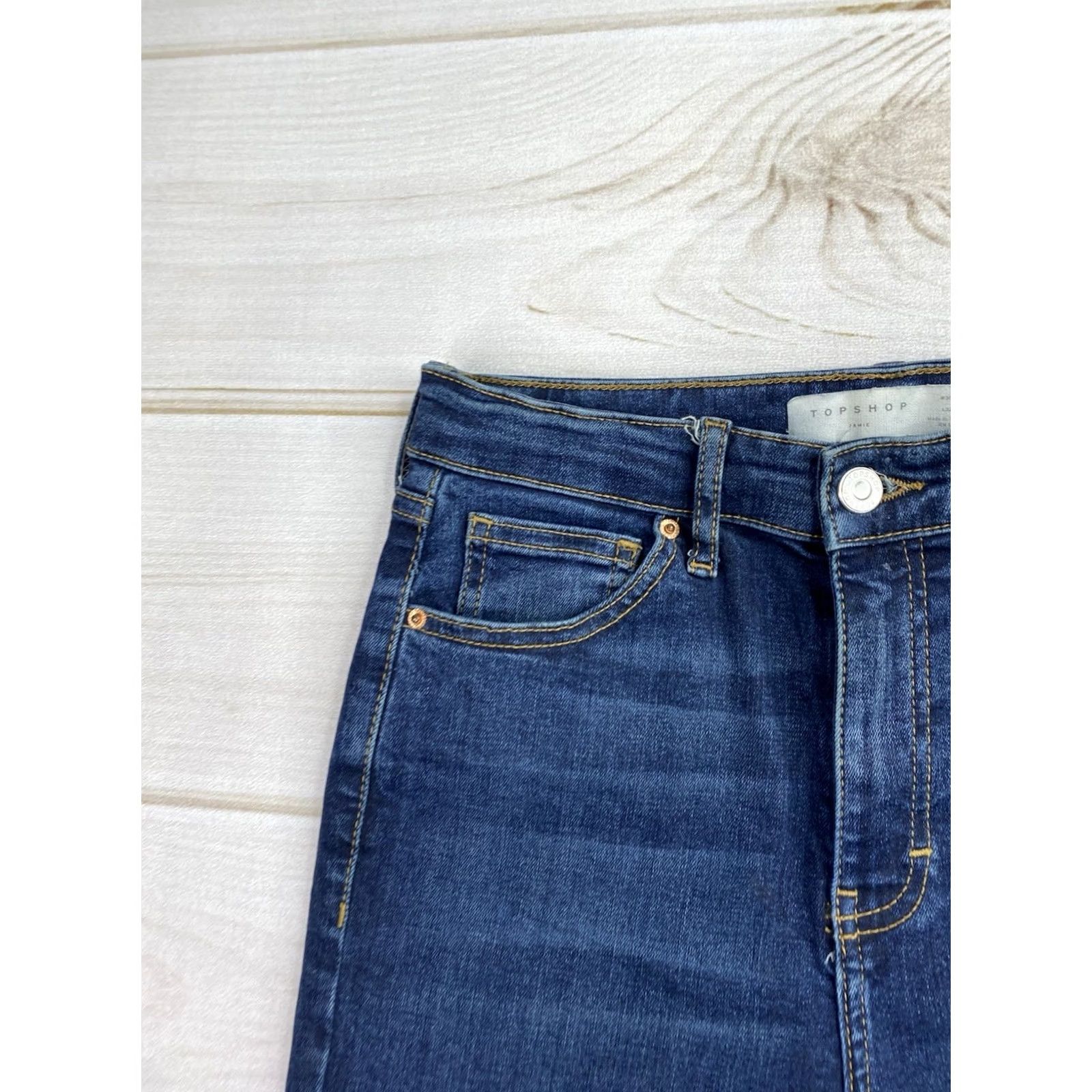 Topshop Topshop Jamie Jeans Womens Skinny Dark Wash 30 5-Pocket Denim Stretch Pocket Design Slim Modern Fit Womens Jeans Size 30" / US 8 / IT 44 - 2 Thumbnail
