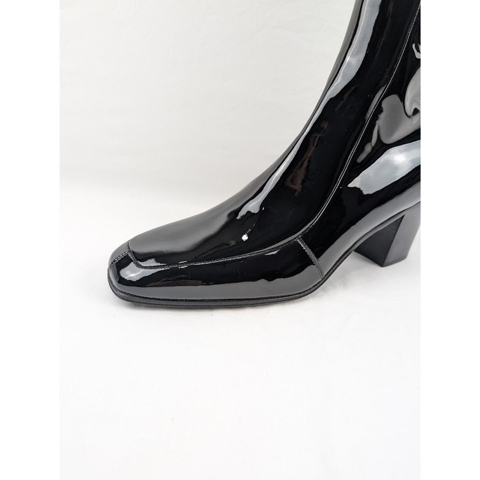 Saint Laurent Paris o1rshd1 Vernice Softy Otto 70 Zipped High Boots in Nero Size US 9.5 / EU 42-43 - 4 Thumbnail