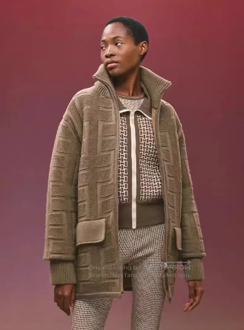 Hermes Hermes Newly Sheared Wool Filled Leather Zip Knit Cardigan Size XS / US 0-2 / IT 36-38 - 2 Thumbnail