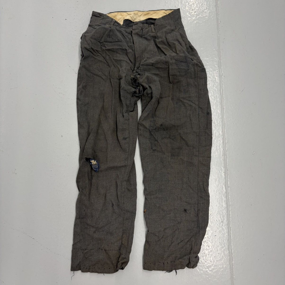 Other Vintage 50s Grey Rayon Drop Loop Distressed Trousers 26x25 Size 26" / US 2 / IT 38 - 1 Thumbnail