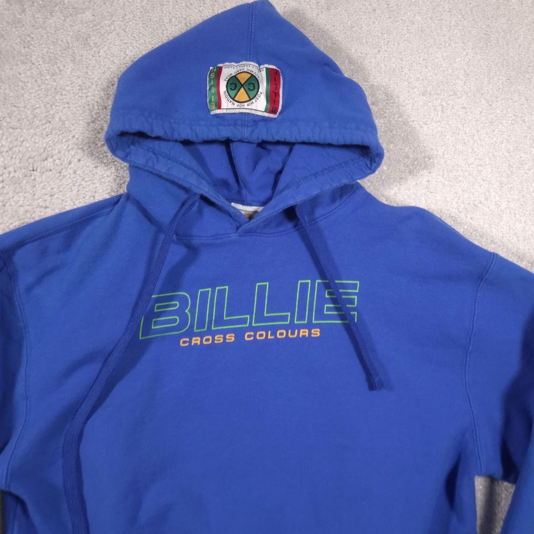 Vintage Cross Colours Hoodie Mens M Blue Pullover Billie Eilish Flames Graphic Size US M / EU 48-50 / 2 - 3 Thumbnail