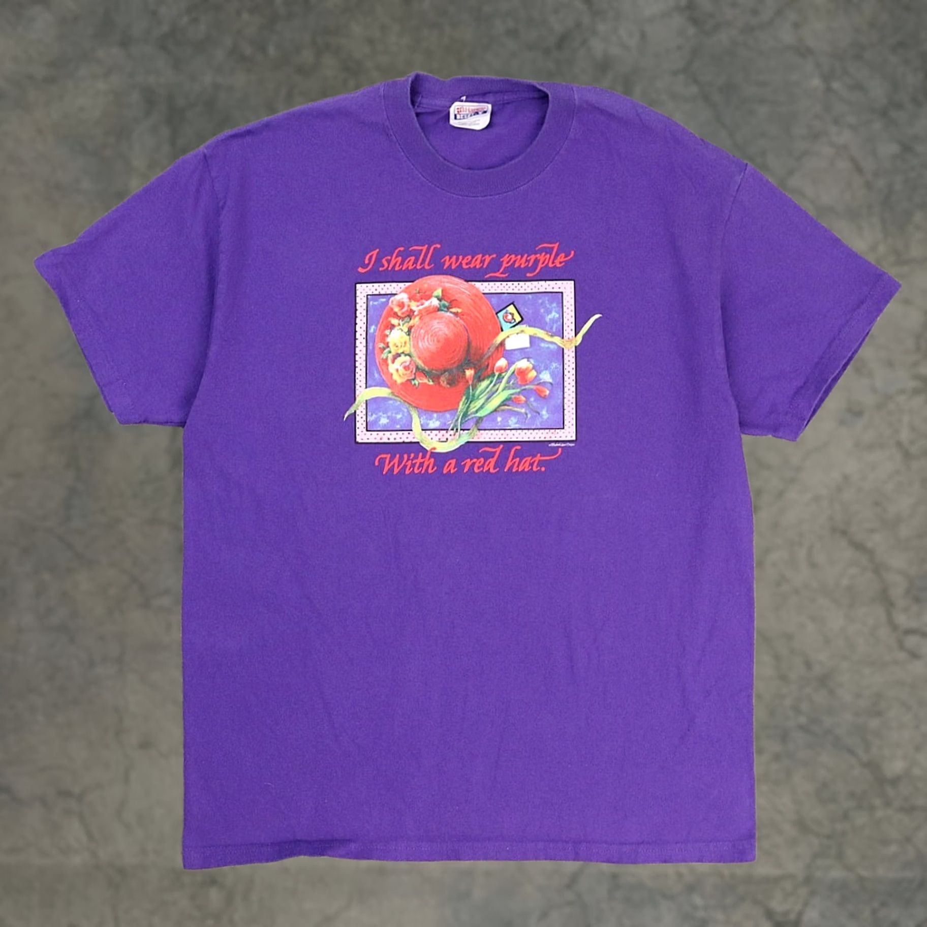 Vintage VINTAGE Purple Short Sleeve T-Shirt L Adult Purple Love Retro Size US L / EU 52-54 / 3 - 1 Thumbnail