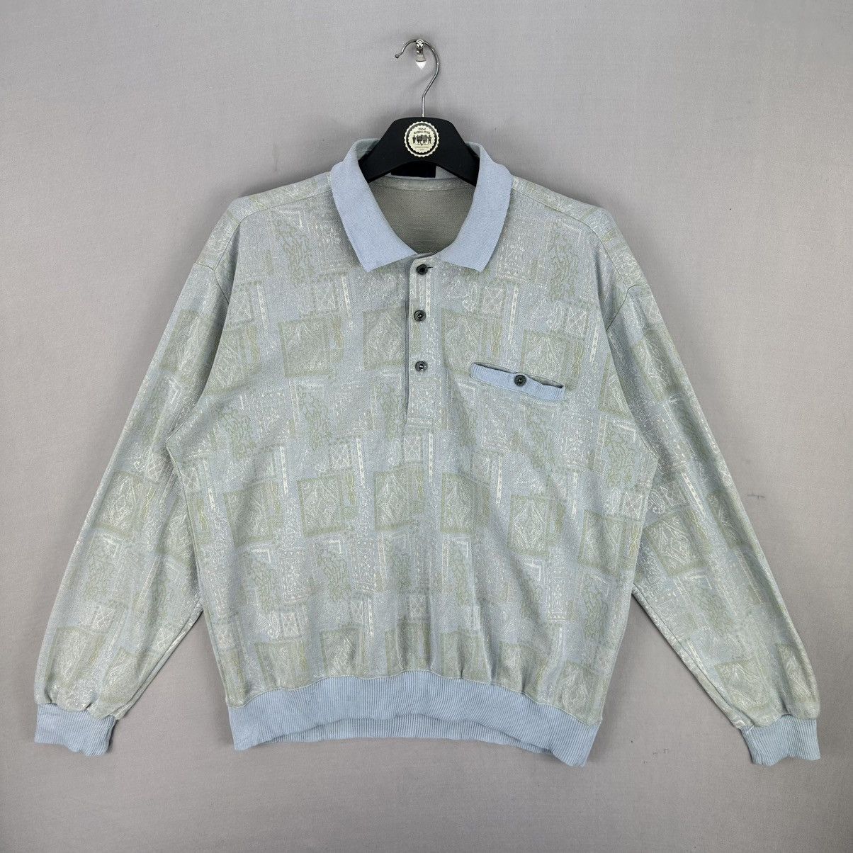 Japanese Brand Vintage 80's Knit Polo Shirt Single Pocket Size US M / EU 48-50 / 2 - 1 Thumbnail