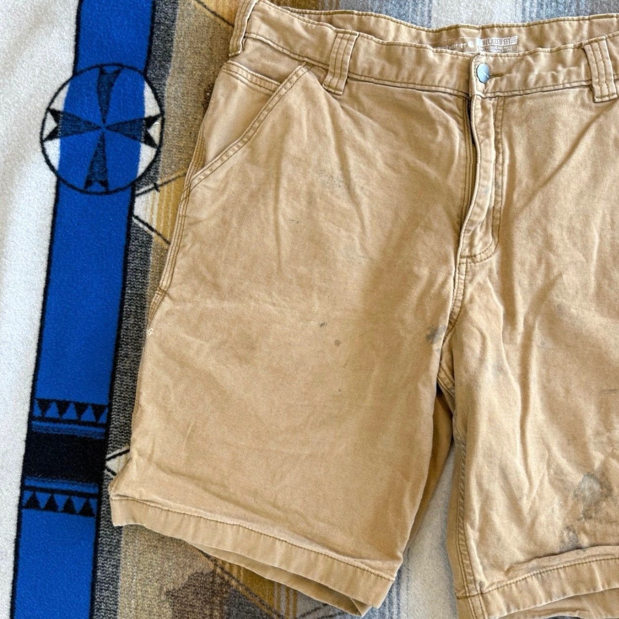 Carhartt VINTAGE Carhartt Carpenter Shorts Men 36 Brown 9” Inseam Workwear Weathered 90s Grunge Outdoors Casual Distressed Zip Regular Fit Size US 36 / EU 52 - 5 Thumbnail