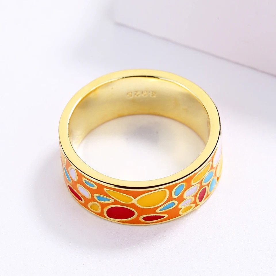 Jewelry Handmade Enamel Epoxy Irregular Ring Size ONE SIZE - 6 Thumbnail