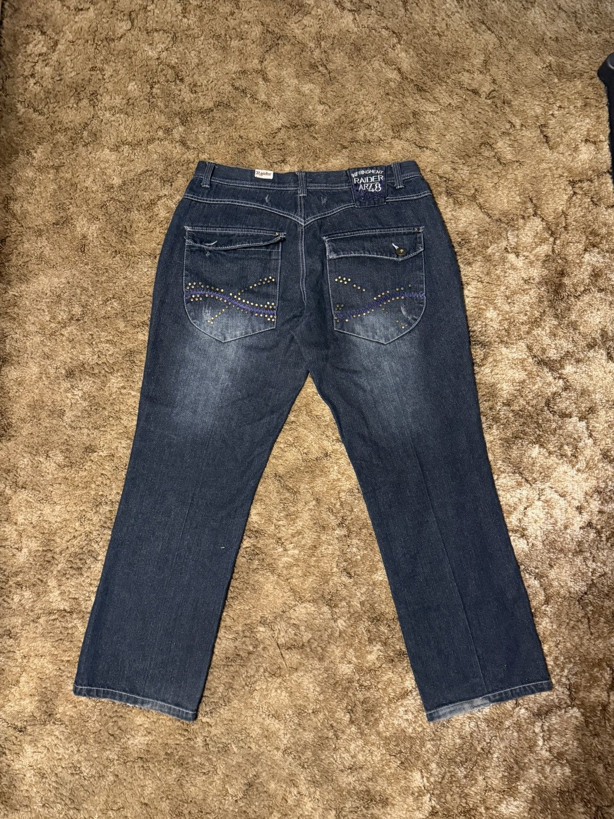 Vintage Raider Jean Co Baggy Dark Wash Embroidered Baggy Jeans 38X32 Size US 38 / EU 54 - 1 Thumbnail