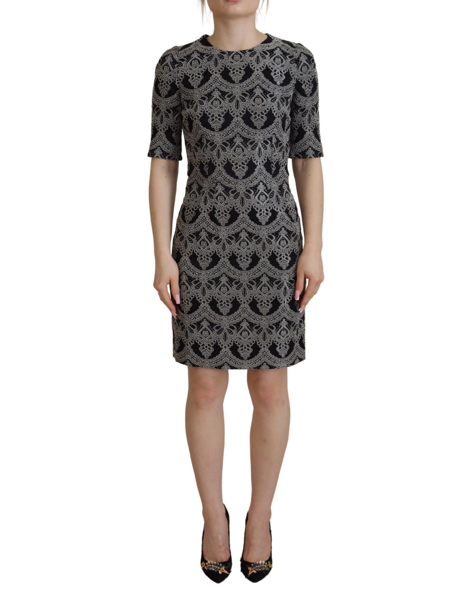 image of Dolce Gabbana Jacquard Sheath Bodycon Dress in Black, Women's (Size XS)