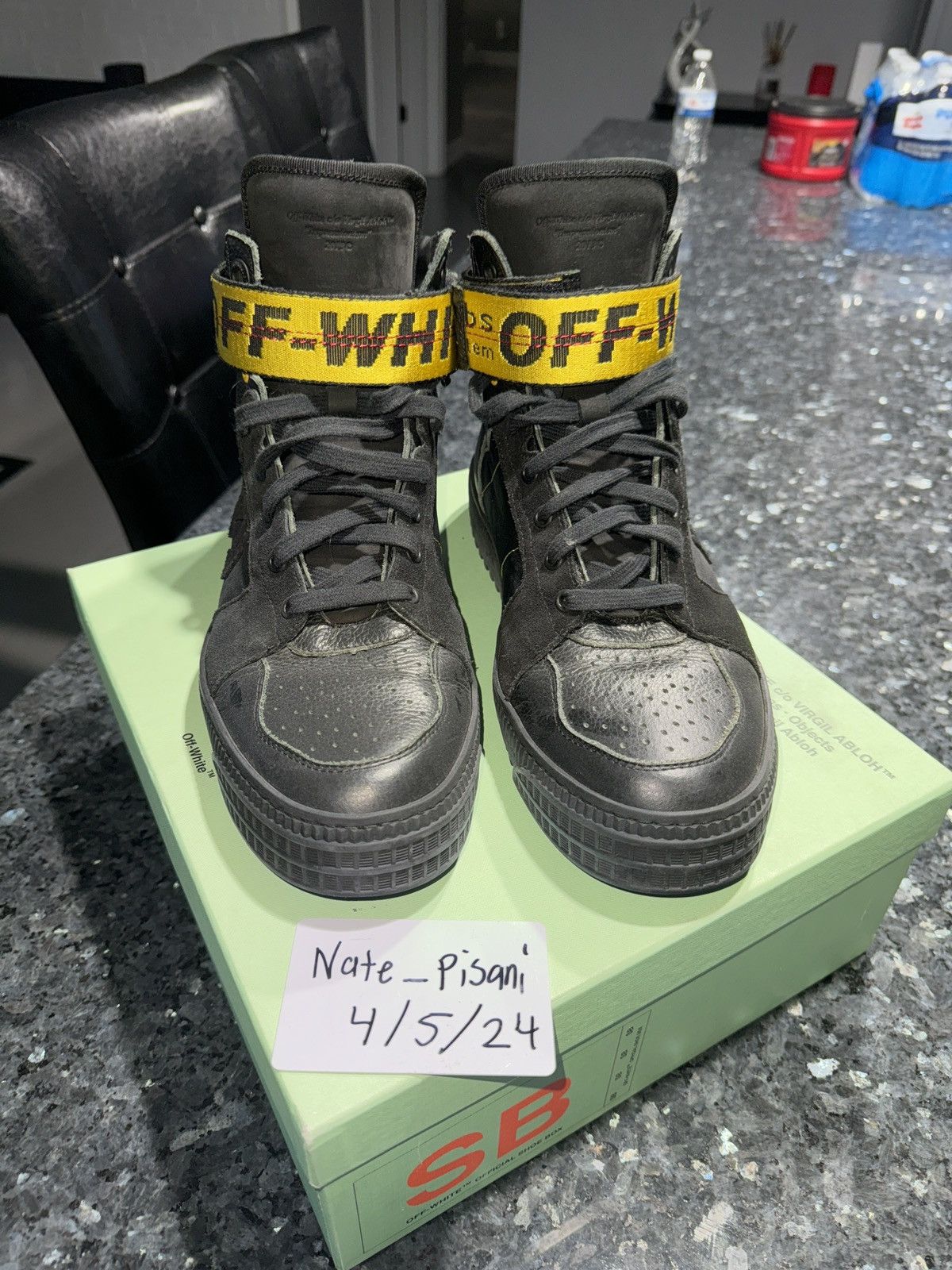 Off white industrial high top sneakers